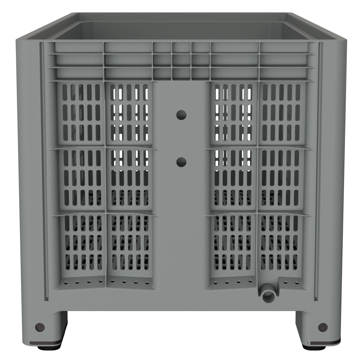 Большой контейнер 1200x800x800 мм iPlast iBOX светло-серый c перфорированными стенками и дном, на ножках
