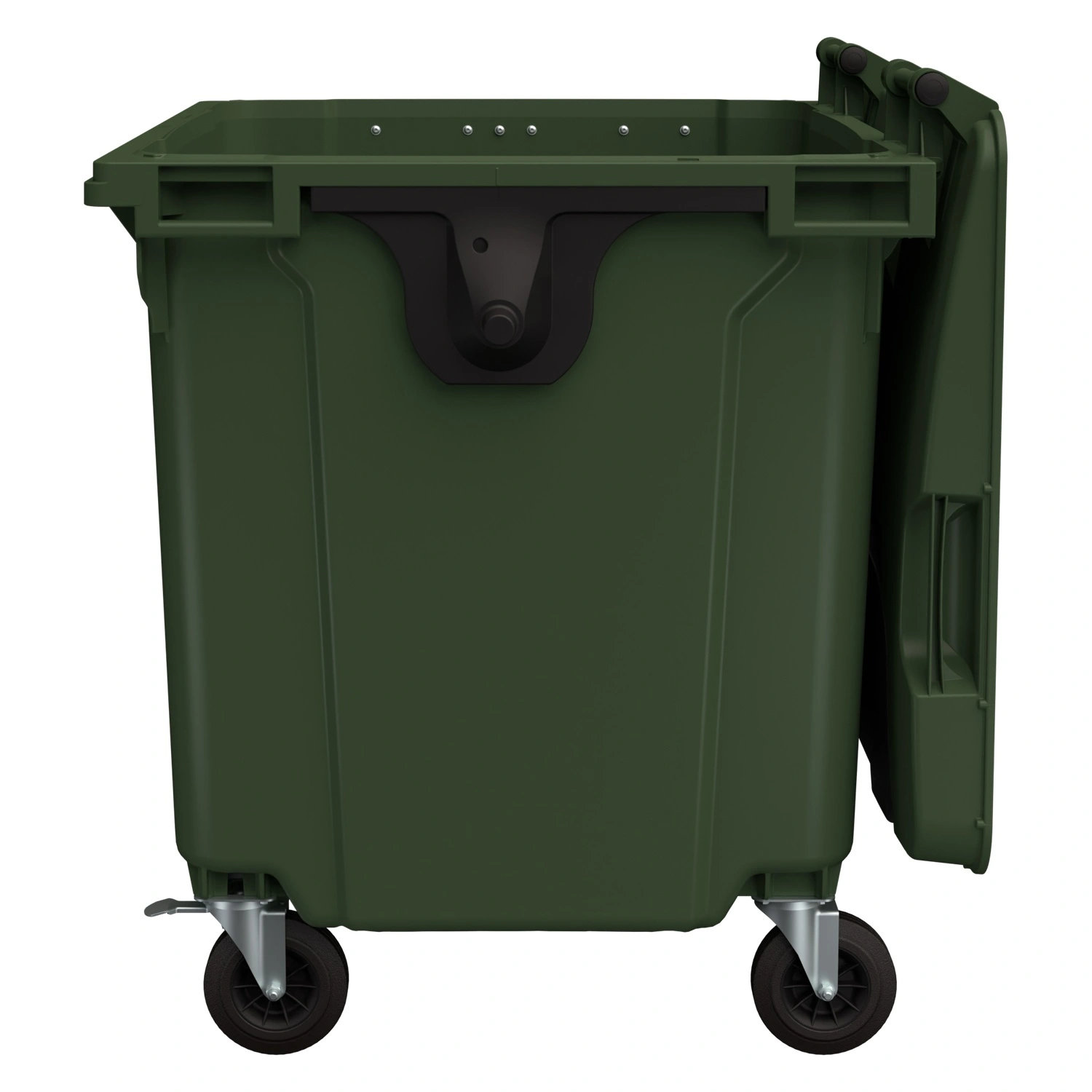Мусорный контейнер 1100 л iPlast зелёный 4-х колёс. с зелёной крышкой и тёмно-серой крышкой TwinLid N2 (20.807.2)