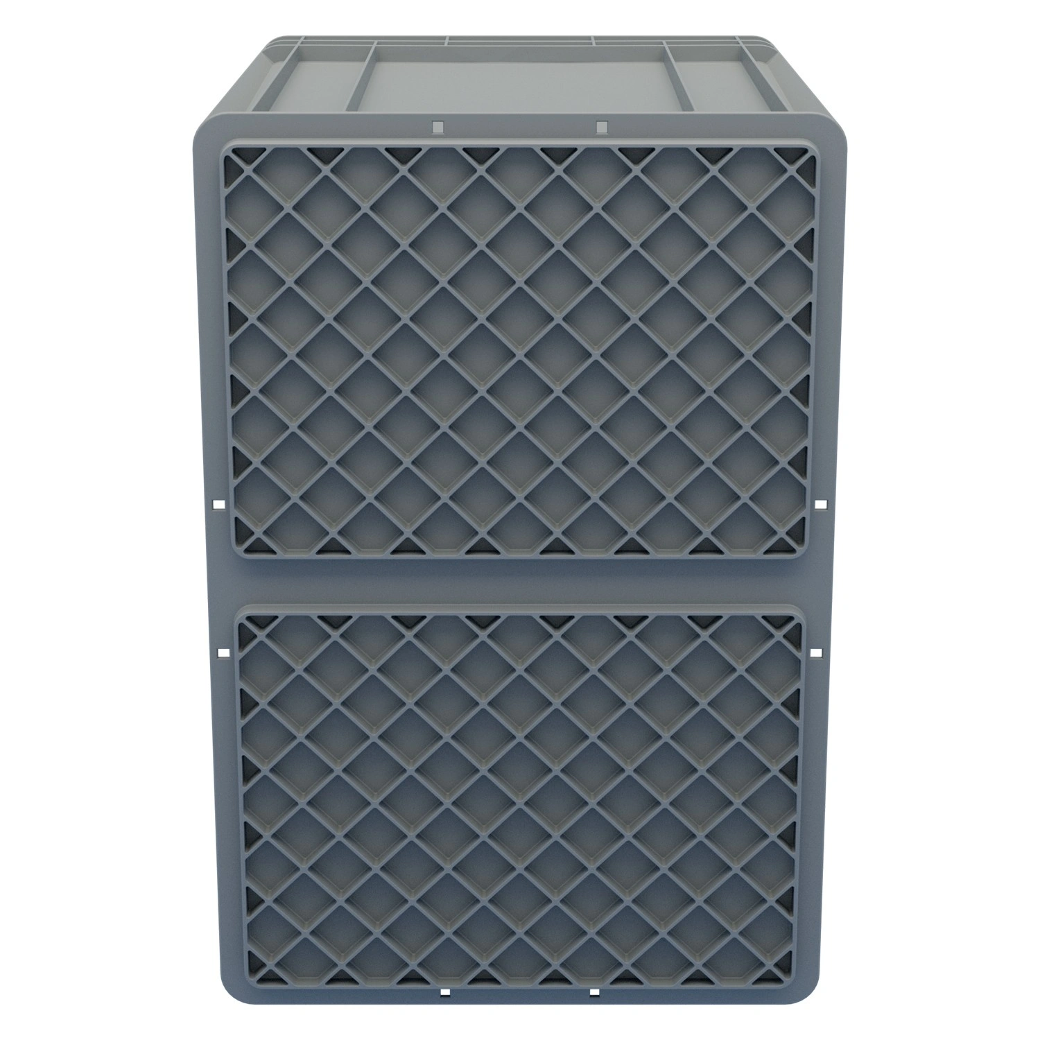 Евроконтейнер ЕС-6442.4 600х400х420 мм iPlast светло-серый с усиленным дном, закрытыми ручками