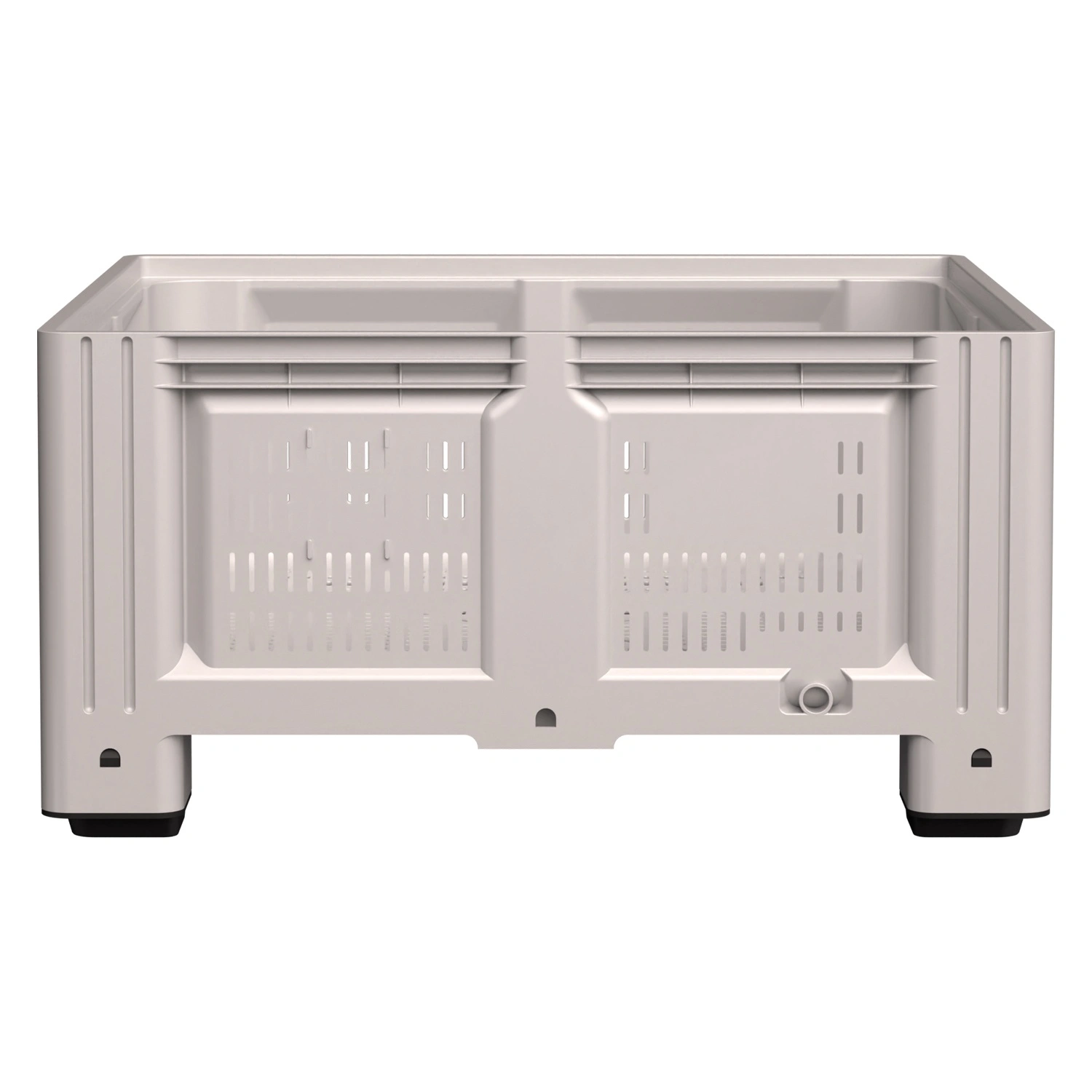 Большой контейнер 1130x1130x580 мм iPlast iBOX светло-серый c перфорированными стенками и дном, на ножках