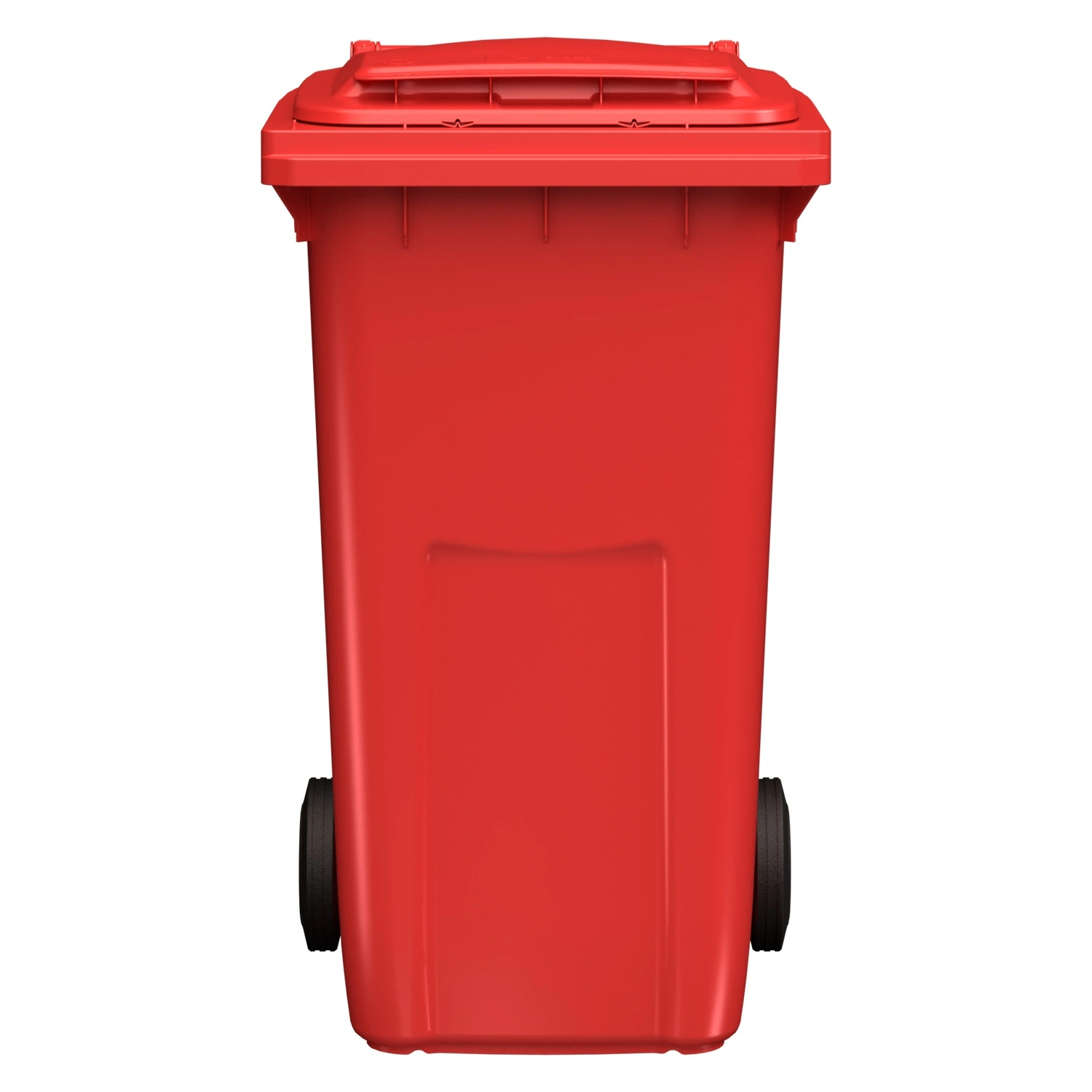 Мусорный контейнер 240 л iPlast красный 2-колёсный (д. 200 мм) с красной крышкой NEW (20.808)