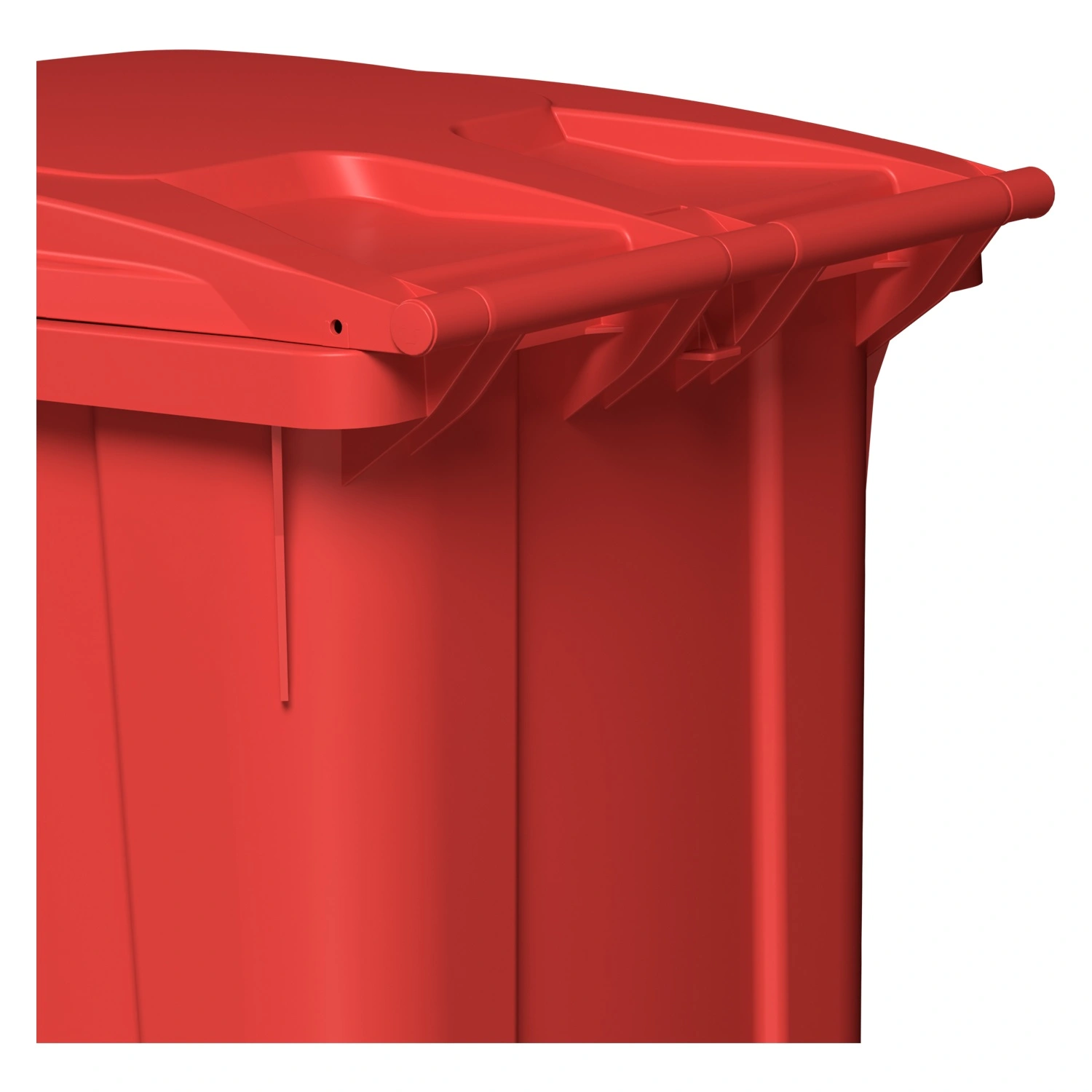 Мусорный контейнер 360 л iPlast красный 2-колёсный (д. 200 мм) с красной крышкой