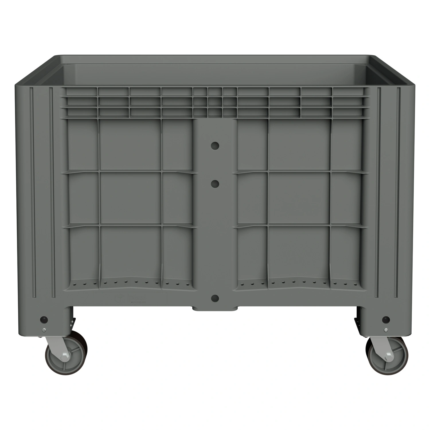 Большой контейнер 1200х800х920 мм iPlast iBOX светло-серый со сплош. стенками и дном, на колёсах с краном 1 дюйм