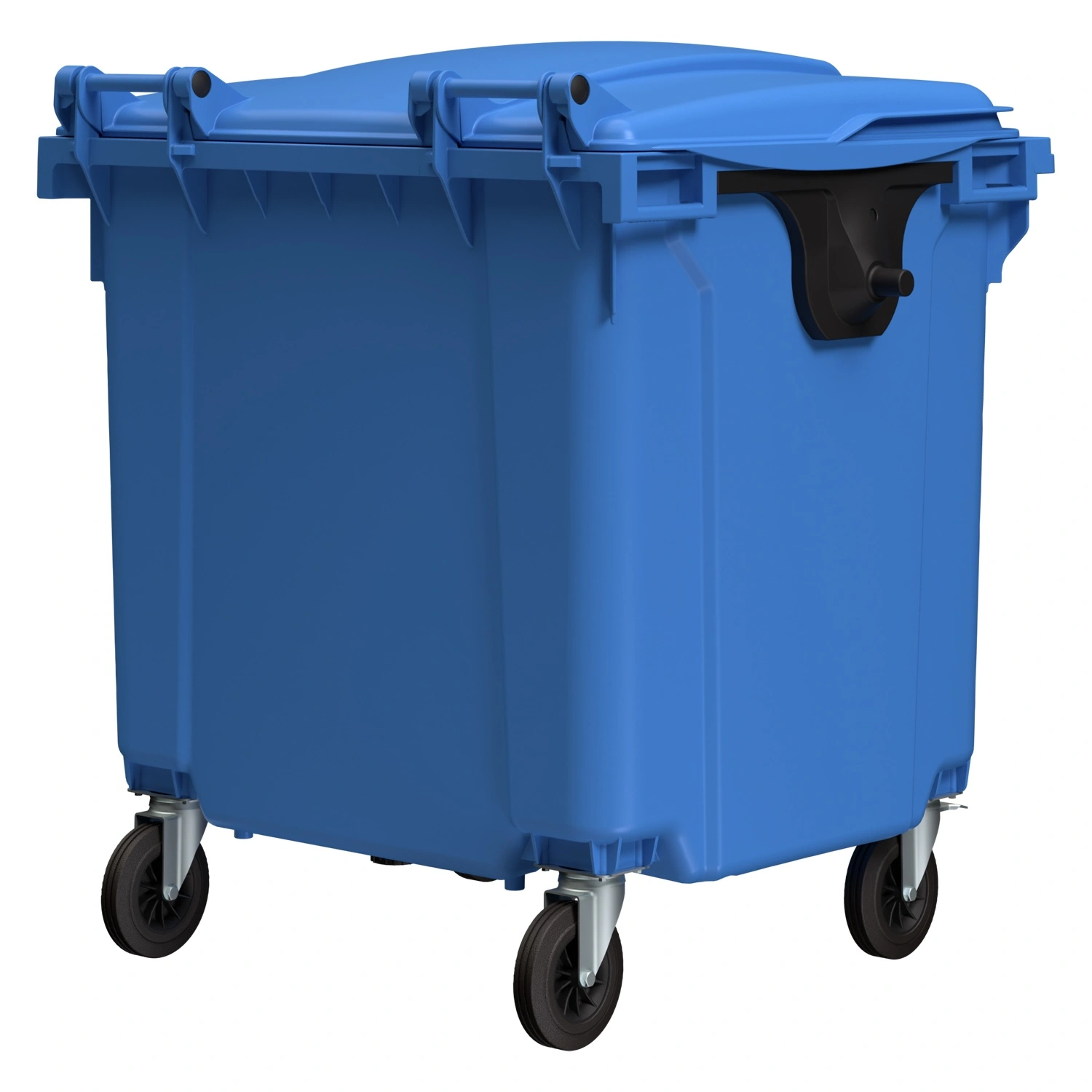 Мусорный контейнер 1100 л iPlast тёмно-голубой 4-колёсный с тёмно-голубой крышкой N2 (20.807.2)