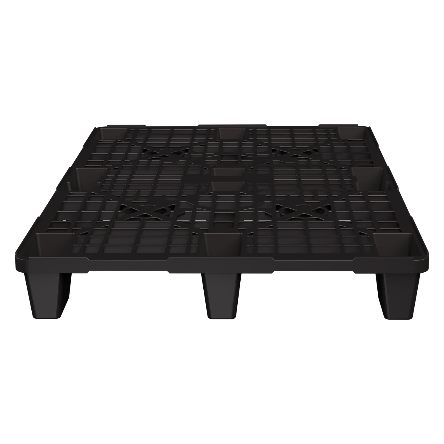 Пластиковый паллет 1200x800x140 мм iPlast чёрный ЭКО перфорированный на ножках с бортиком Пластиковый паллет 1200x800x140 мм iPlast чёрный ЭКО перфорированный на ножках с бортиком
