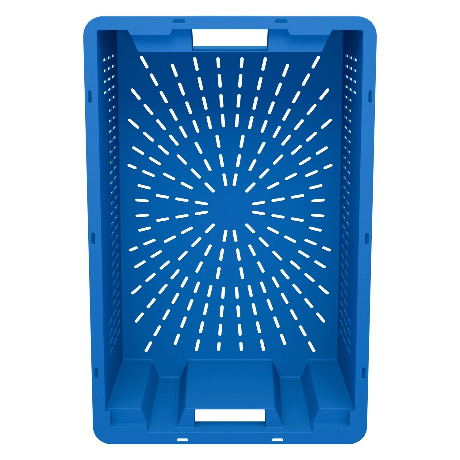 Пищевой ящик универсальный 600х400х200 мм iPlast синий ЭКО поворотно-вкладываемый с перфорированными стенками и дном