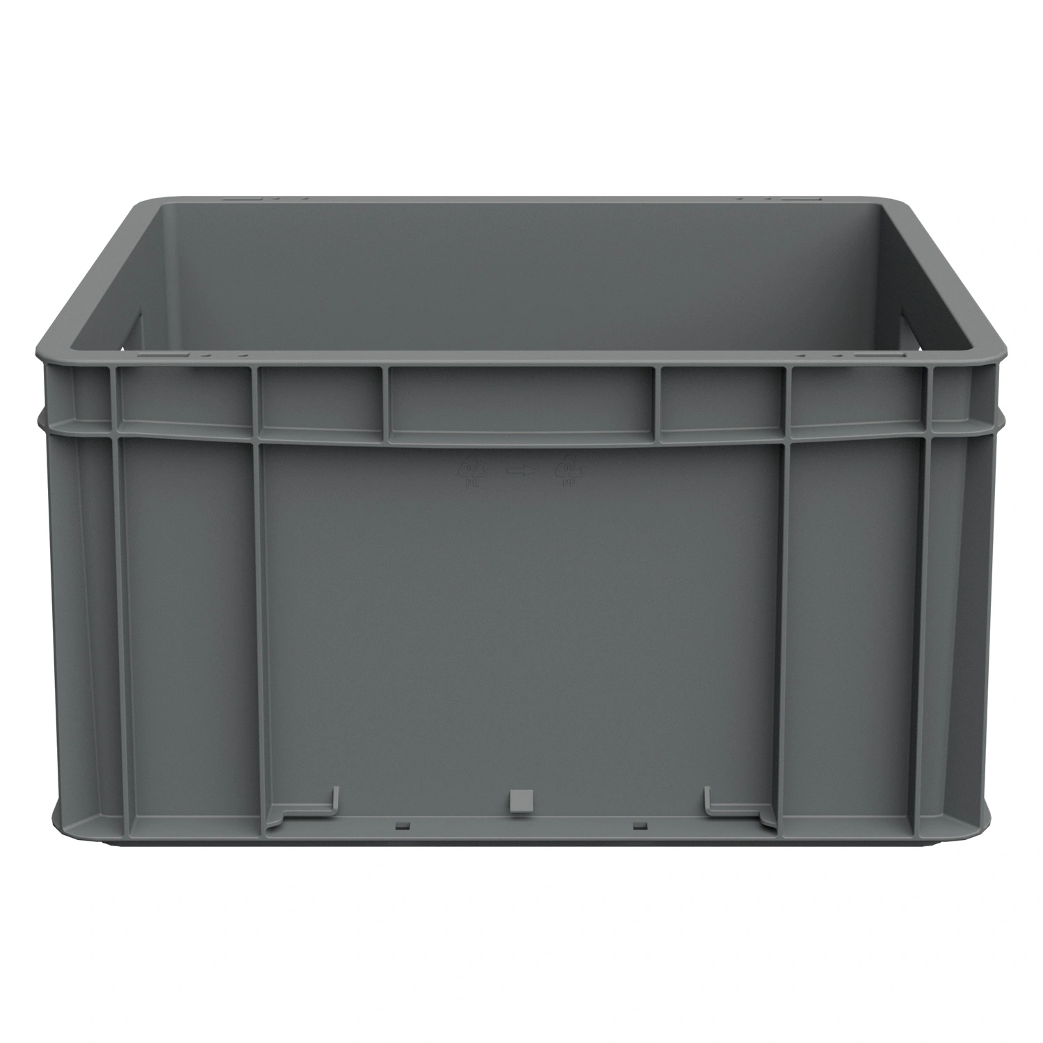 Евроконтейнер ЕС-4322.3 400х300х220 мм iPlast серый с усиленным дном и открытыми ручками