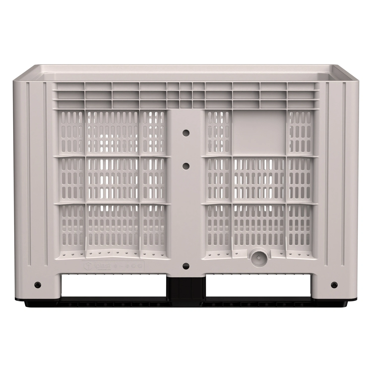 Большой контейнер 1200x800x800 мм iPlast iBOX светло-серый c перфорированными стенками и дном, на полозьях Большой контейнер 1200x800x800 мм iPlast iBOX светло-серый c перфорированными стенками и дном, на полозьях