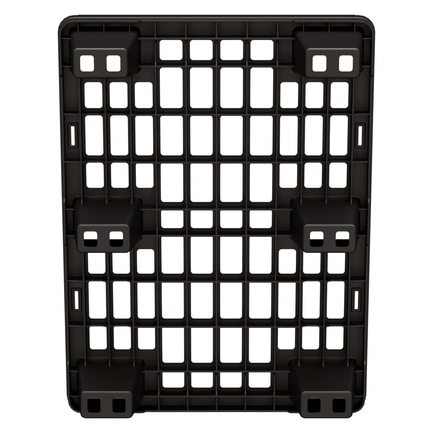 Пластиковый паллет 800x600x135 мм iPlast чёрный ЭКО перфорированный на ножках с бортиком