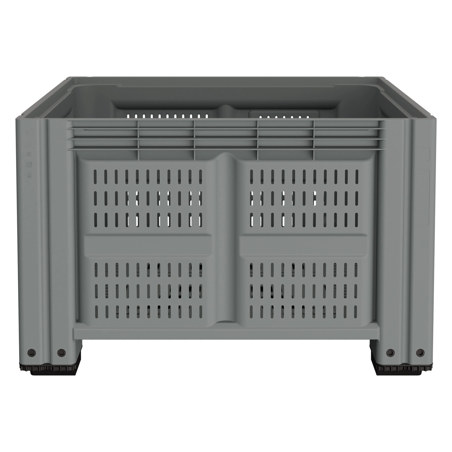 Большой контейнер 1200x1000x760 мм iPlast iBOX светло-серый c перфорированными стенками и дном, на ножках