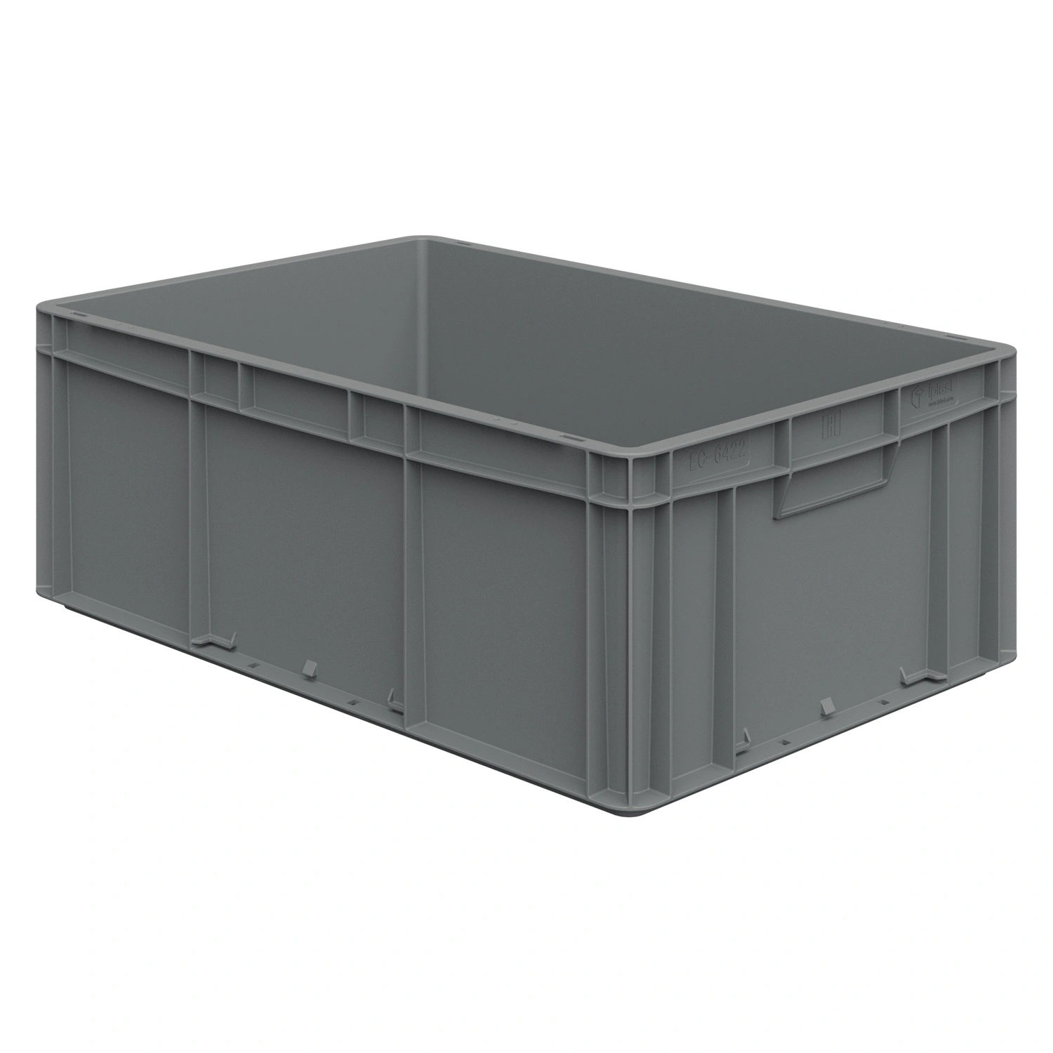 Евроконтейнер ЕС-6422.2 600х400х220 мм iPlast серый со сплошным дном и закрытыми ручками
