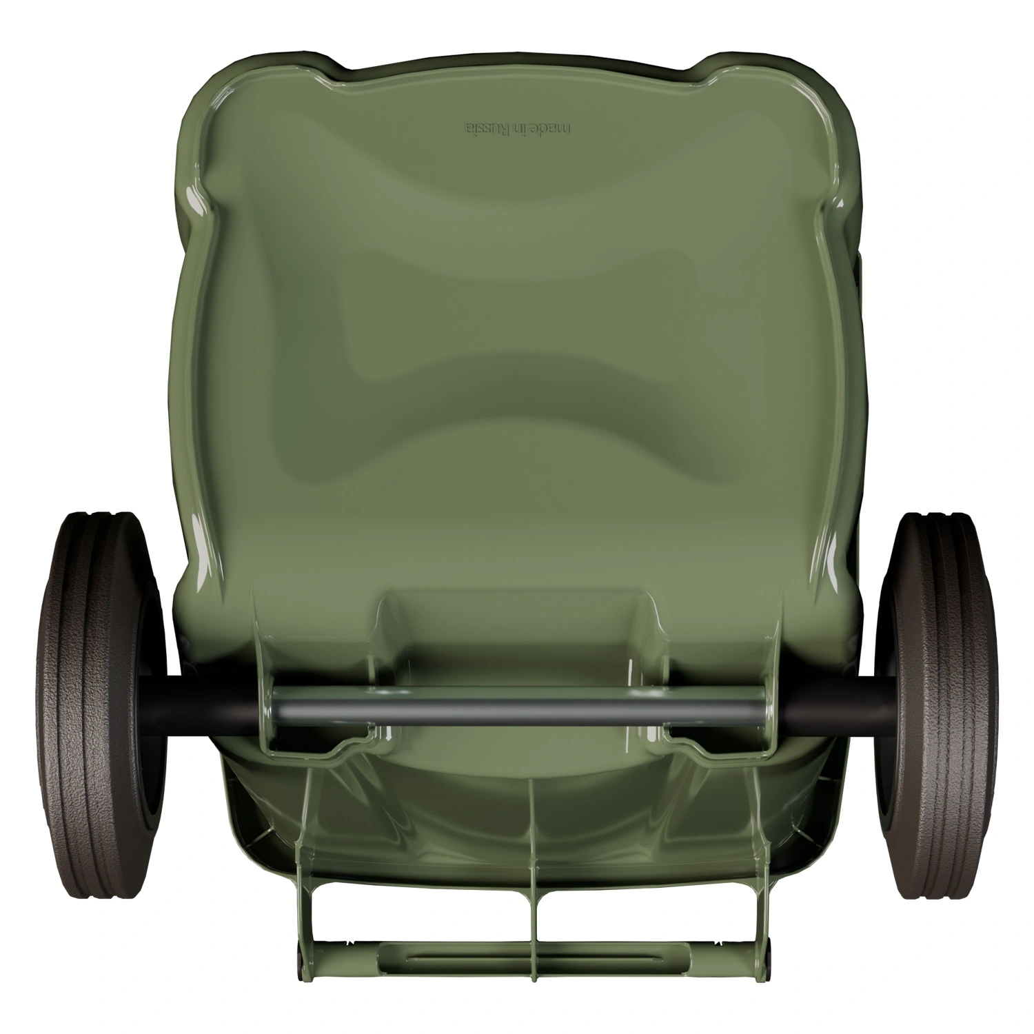 Мусорный контейнер 120 л iPlast зелёный 2-колёсный (д. 200 мм) с зелёной крышкой NEW (20.805)