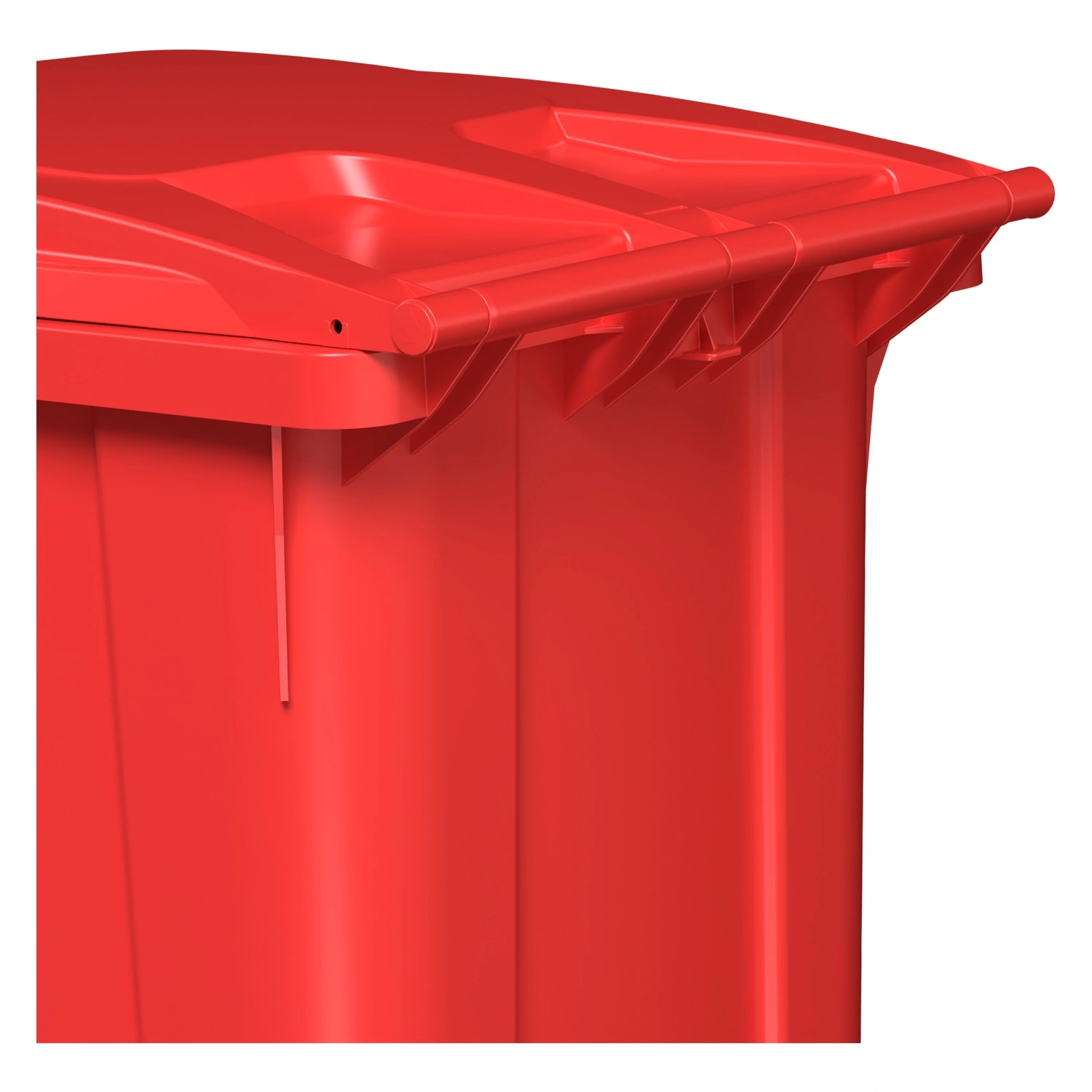 Мусорный контейнер 360 л iPlast красный 2-колёсный (д. 200 мм) с красной крышкой