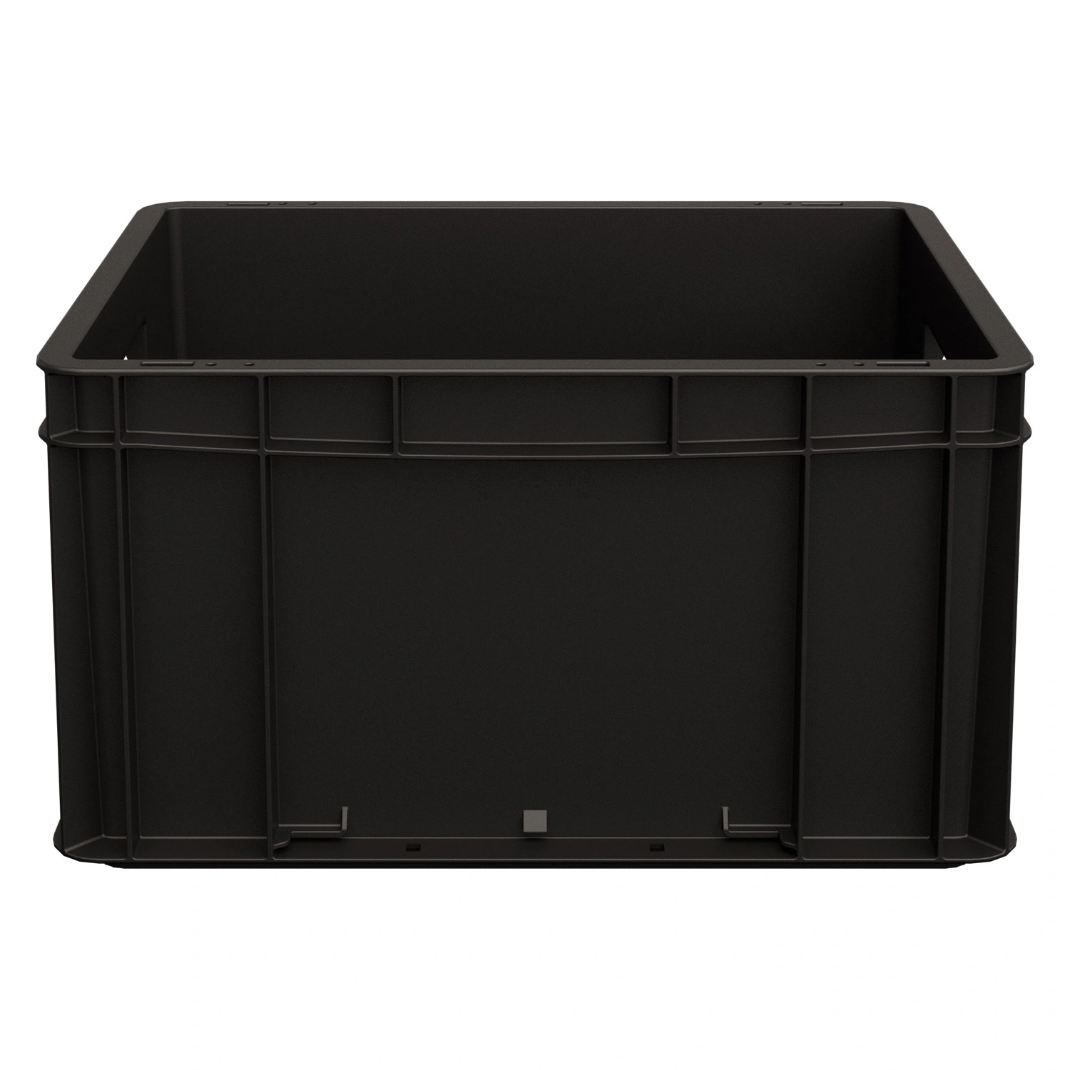 Евроконтейнер ЕС-4322.3 400х300х220 мм iPlast чёрный ЭКО с усиленным дном, открытыми ручками