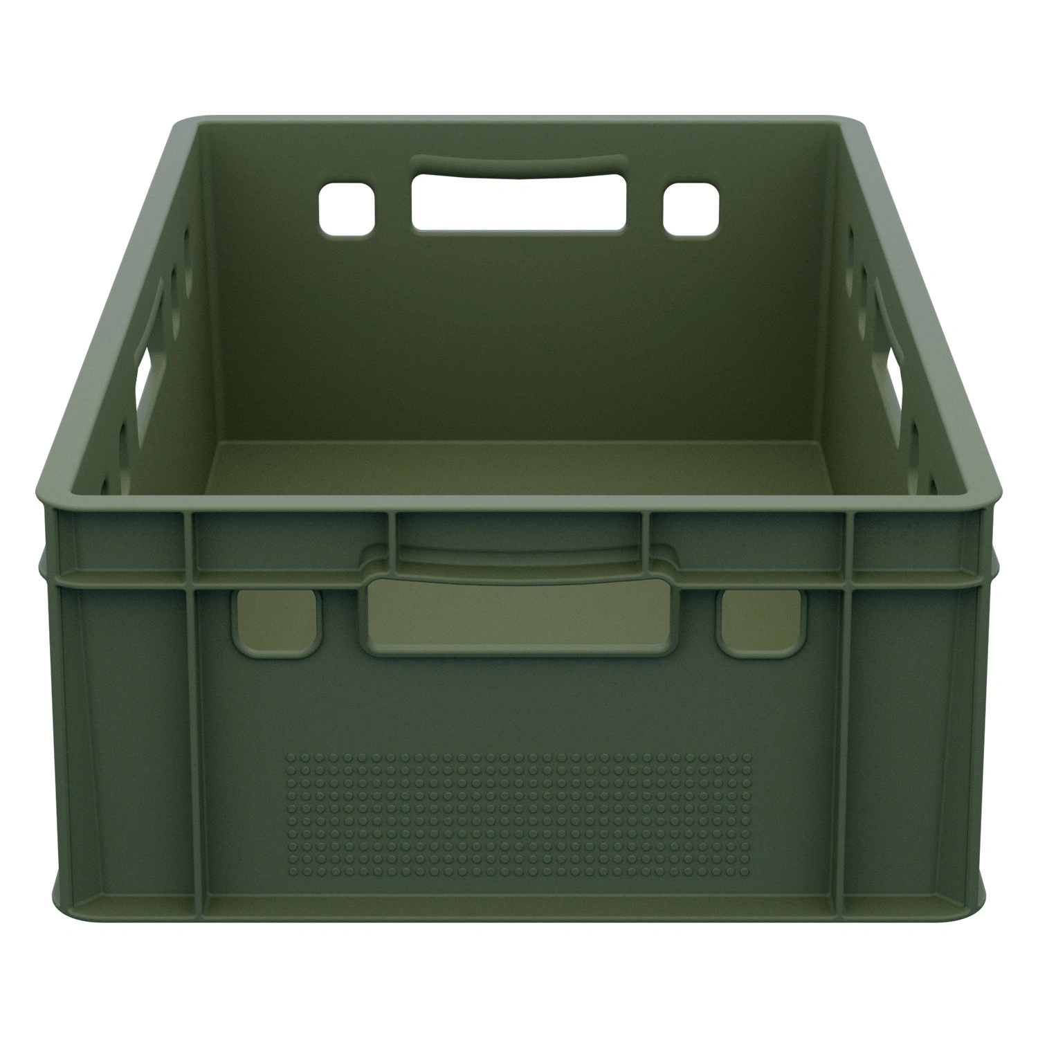 Пищевой ящик универсальный FK-6420 600х400х200 мм iPlast зелёный ЭКО со сплошными стенками и дном