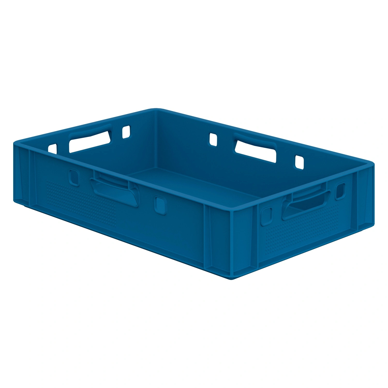 Пищевой ящик универсальный FK-6412 600х400х120 мм iPlast голубой ЭКО со сплошными стенками и дном