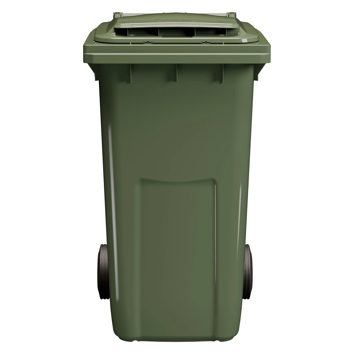 Мусорный контейнер 240 л iPlast зелёный 2-колёсный (д. 200 мм) с зелёной крышкой NEW (20.808)