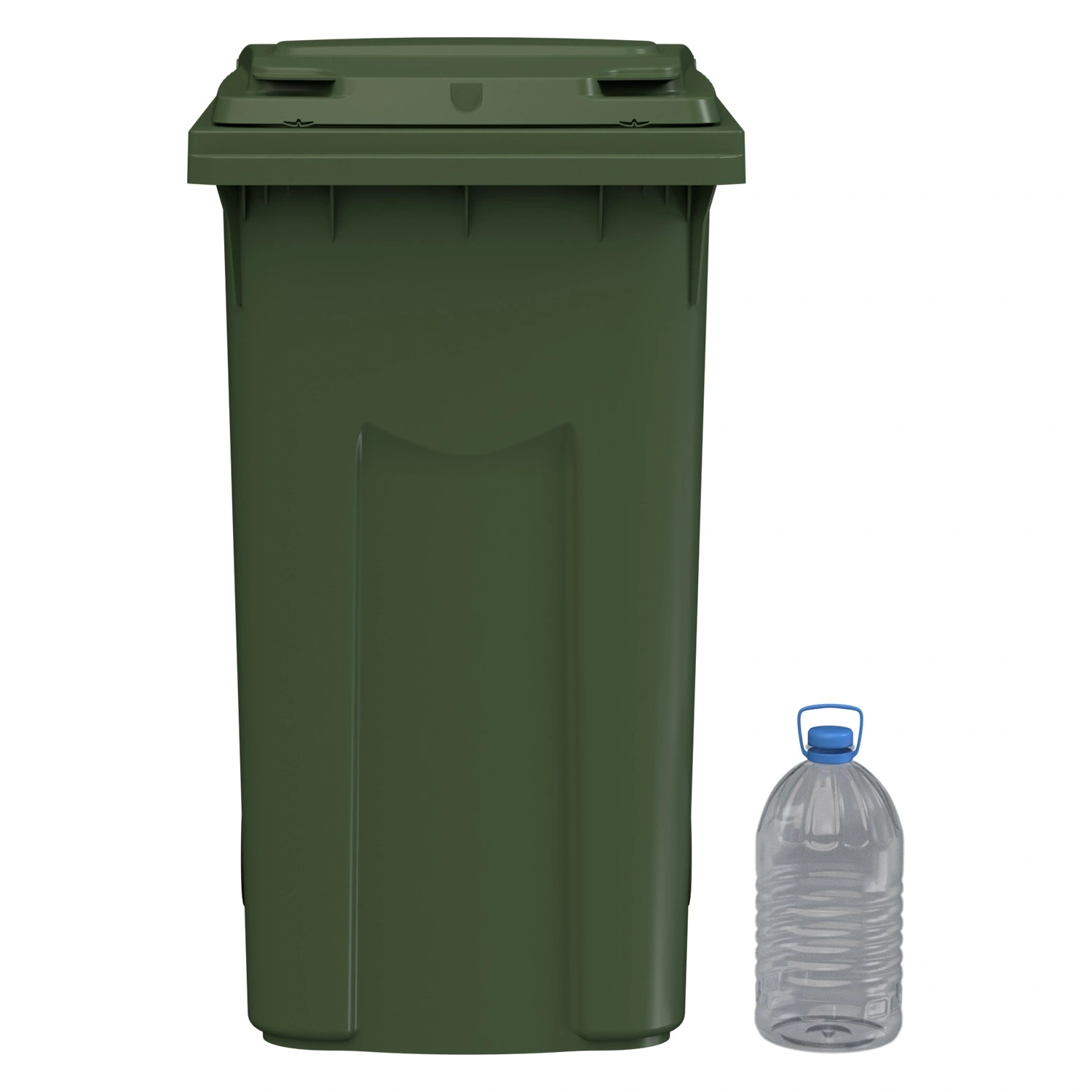 Мусорный контейнер 360 л iPlast зелёный 2-колёсный (д. 200 мм) с зелёной крышкой