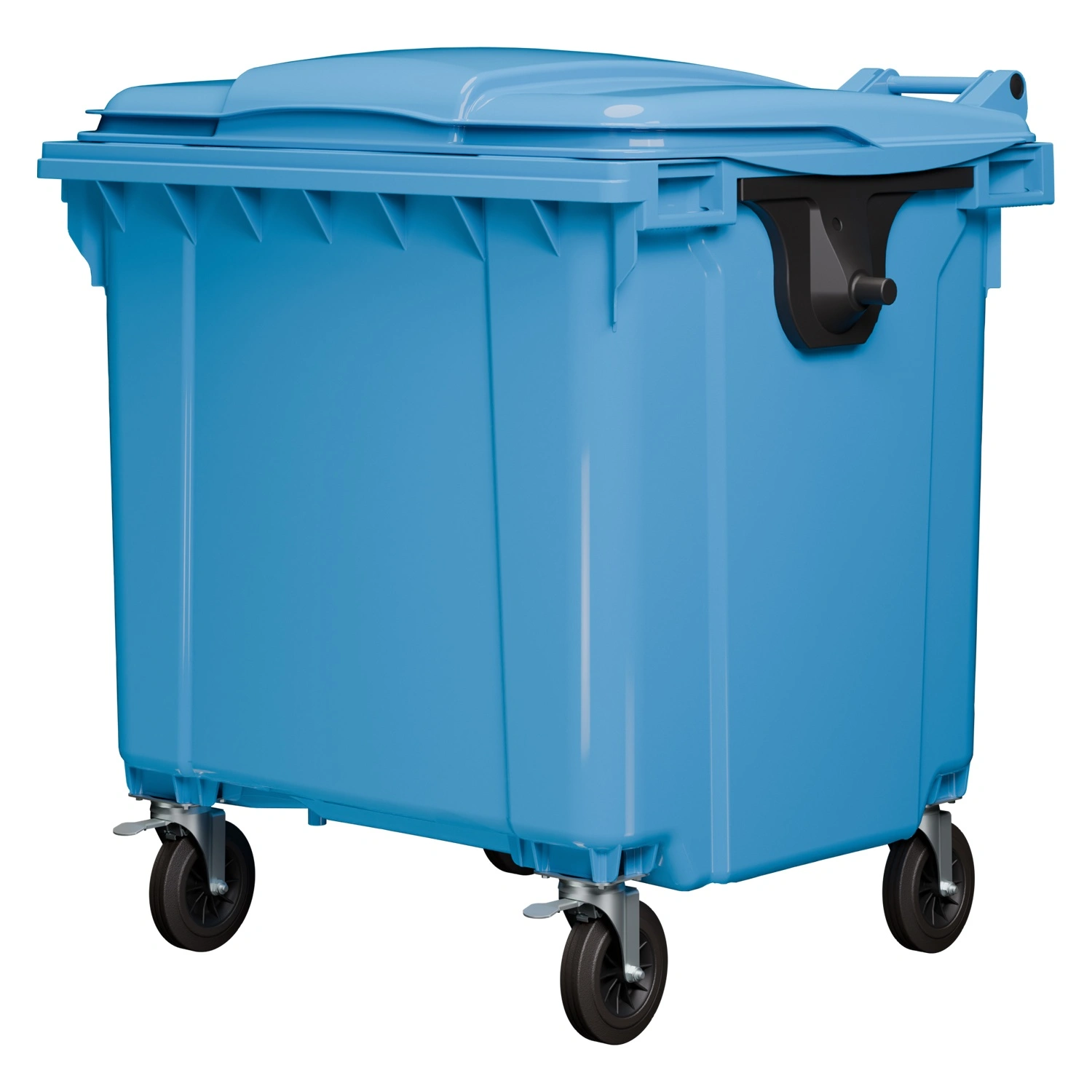 Мусорный контейнер 1100 л iPlast тёмно-голубой 4-колёсный с тёмно-голубой крышкой N2 (20.807.2)