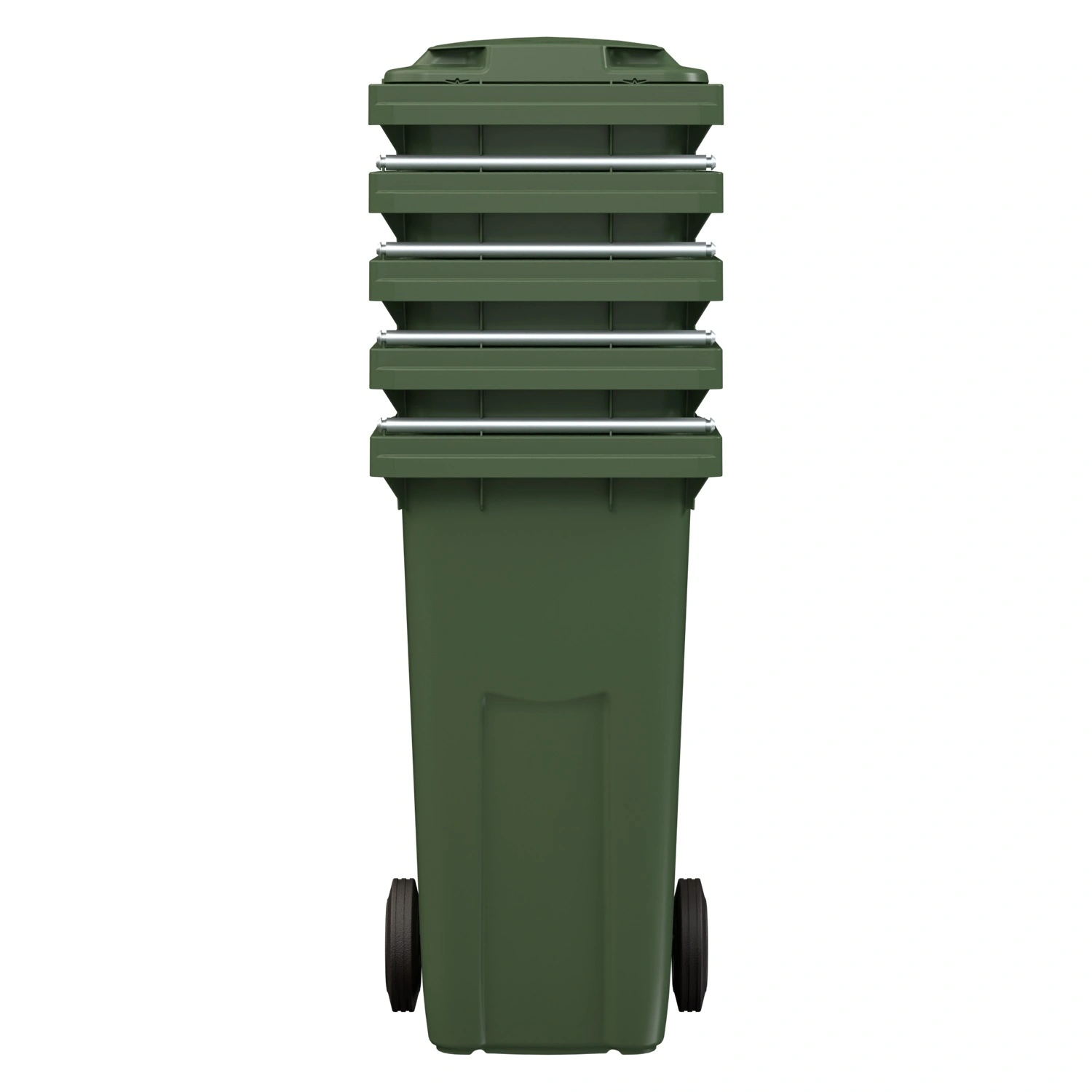 Мусорный контейнер 120 л iPlast зелёный 2-колёсный (д. 200 мм) с зелёной крышкой NEW (20.805)