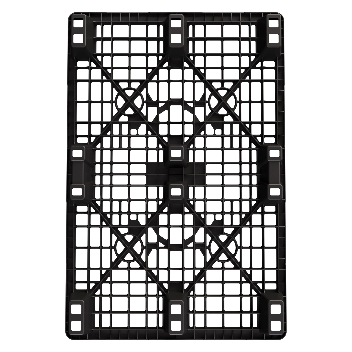 Пластиковый паллет 1200x800x140 мм iPlast чёрный ЭКО перфорированный на ножках с бортиком