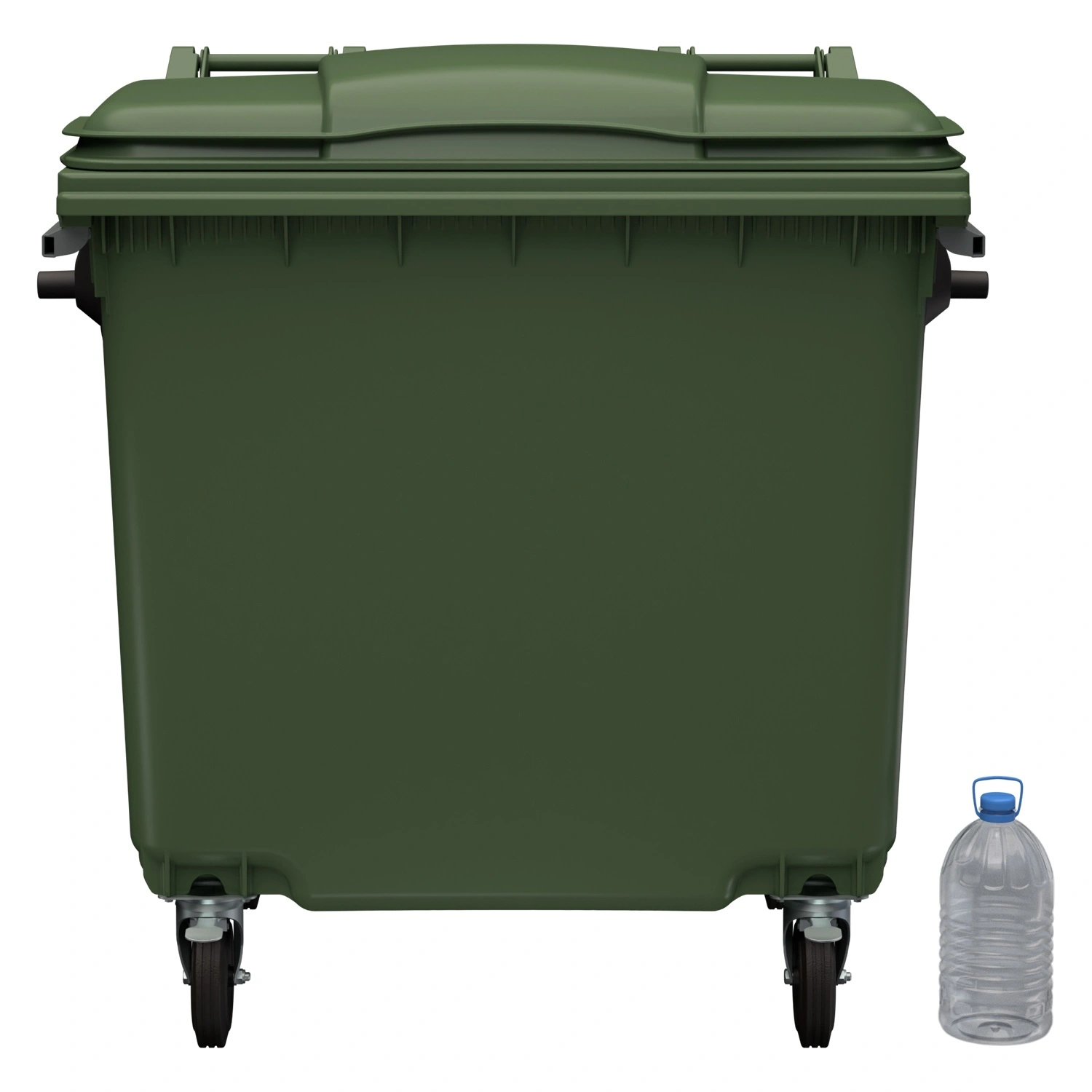 Мусорный контейнер 1100 л iPlast зелёный 4-колёсный с зелёной крышкой без педали N2 (20.809.2)