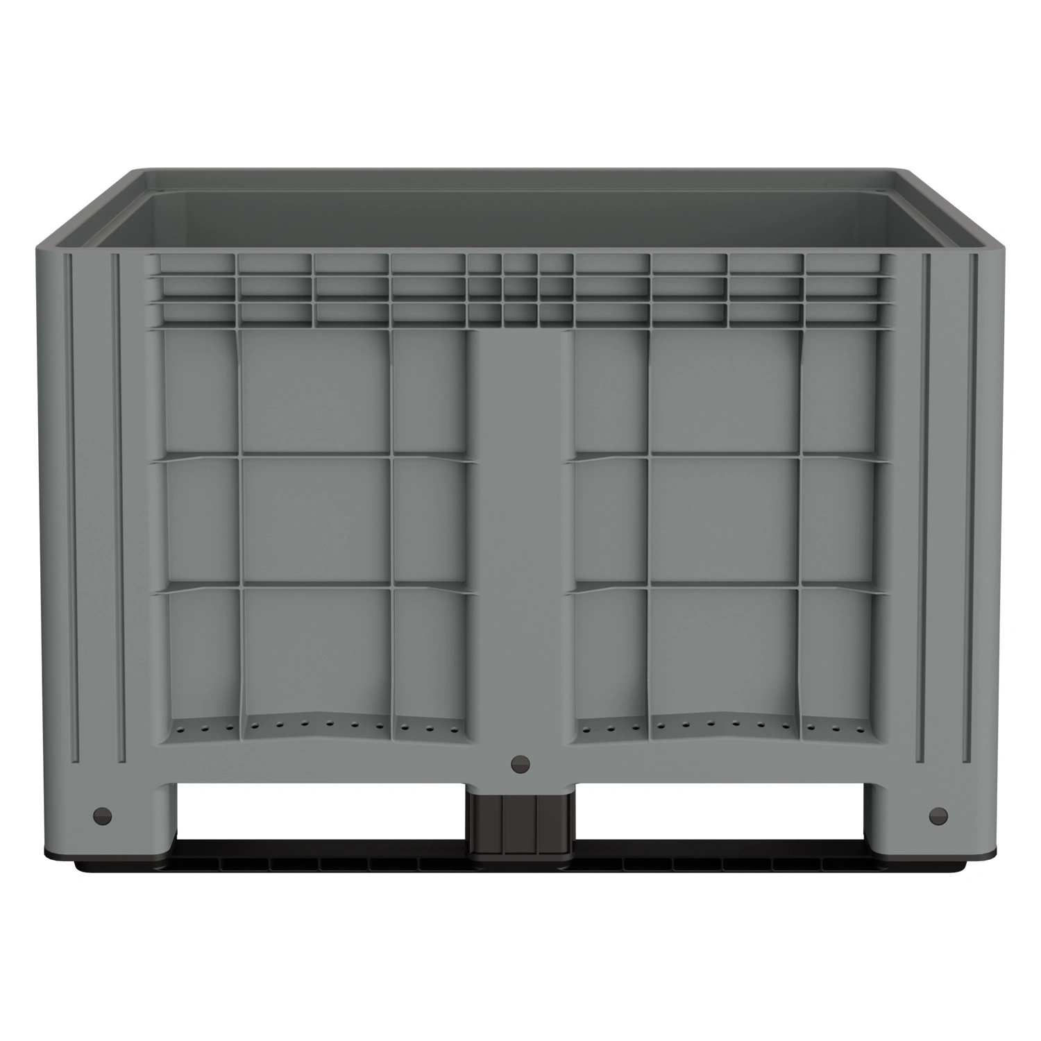 Большой контейнер 1200х800х800 мм iPlast iBOX светло-серый со сплош. стенками и дном на полозьях с пробкой 1 дюйм