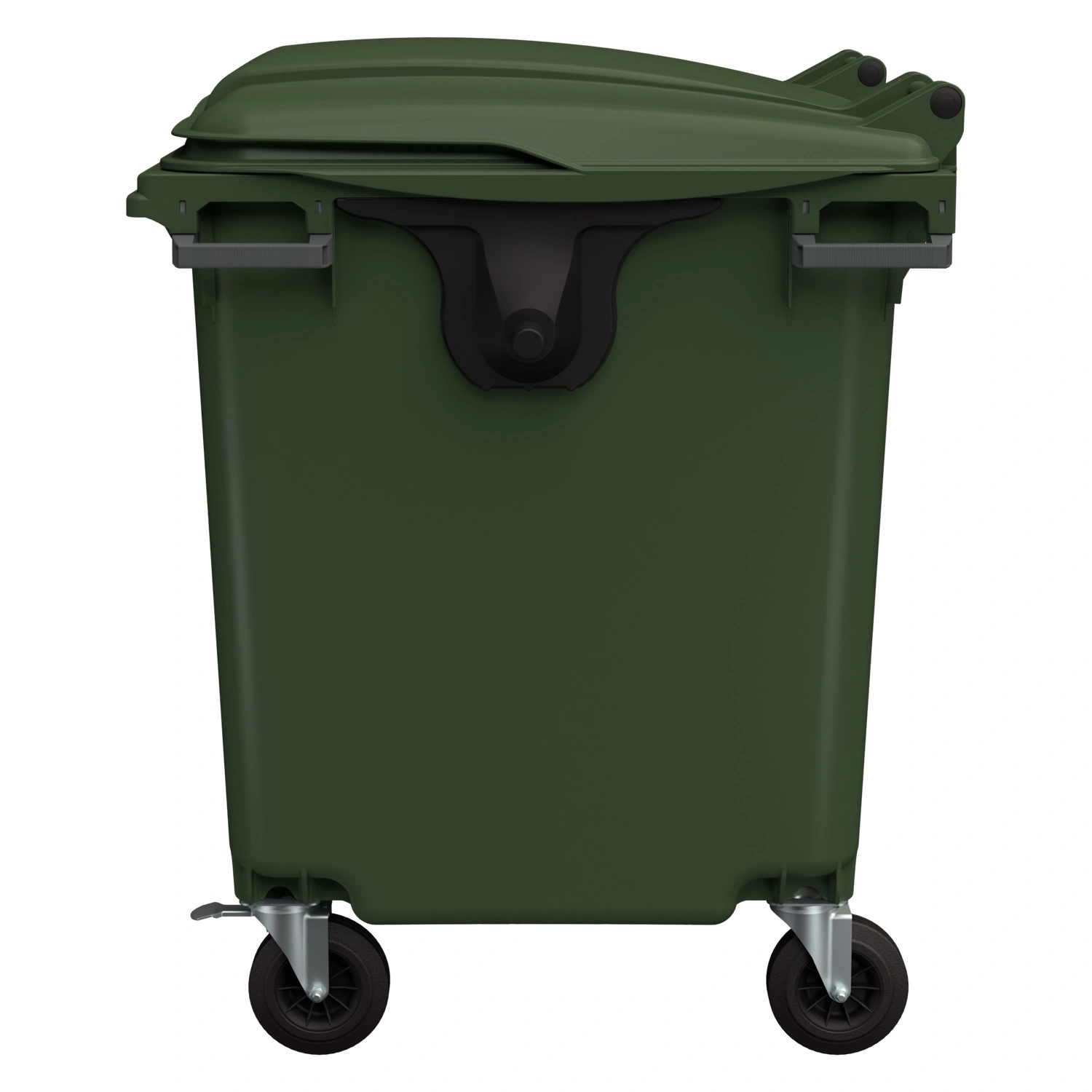 Мусорный контейнер 1100 л iPlast зелёный 4-колёсный с зелёной крышкой без педали N2 (20.809.2)