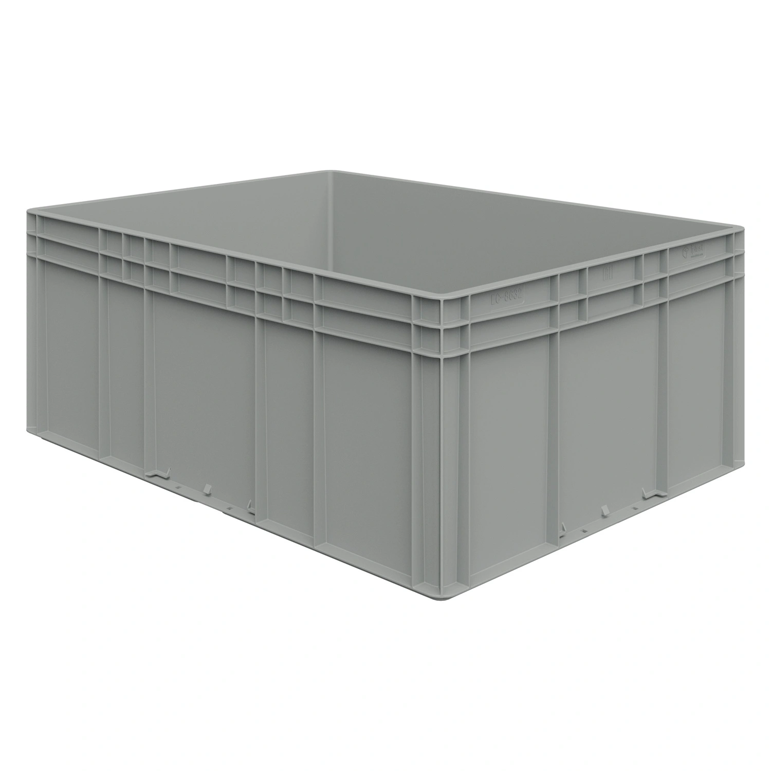 Евроконтейнер ЕС-8632.4 800х600х320 мм iPlast светло-серый с усиленным дном, закрытыми ручками