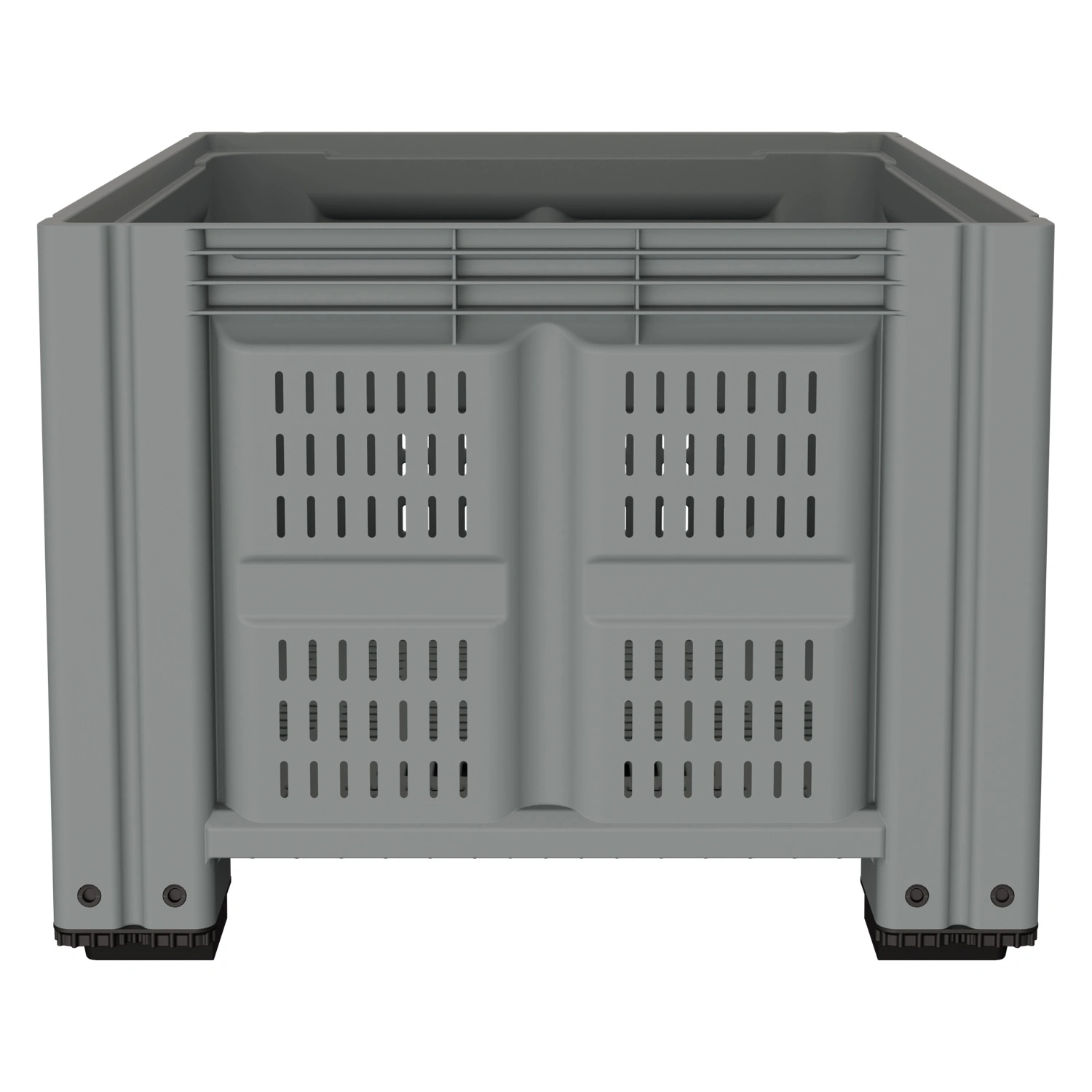 Большой контейнер 1200x1000x760 мм iPlast iBOX светло-серый c перфорированными стенками и дном, на ножках