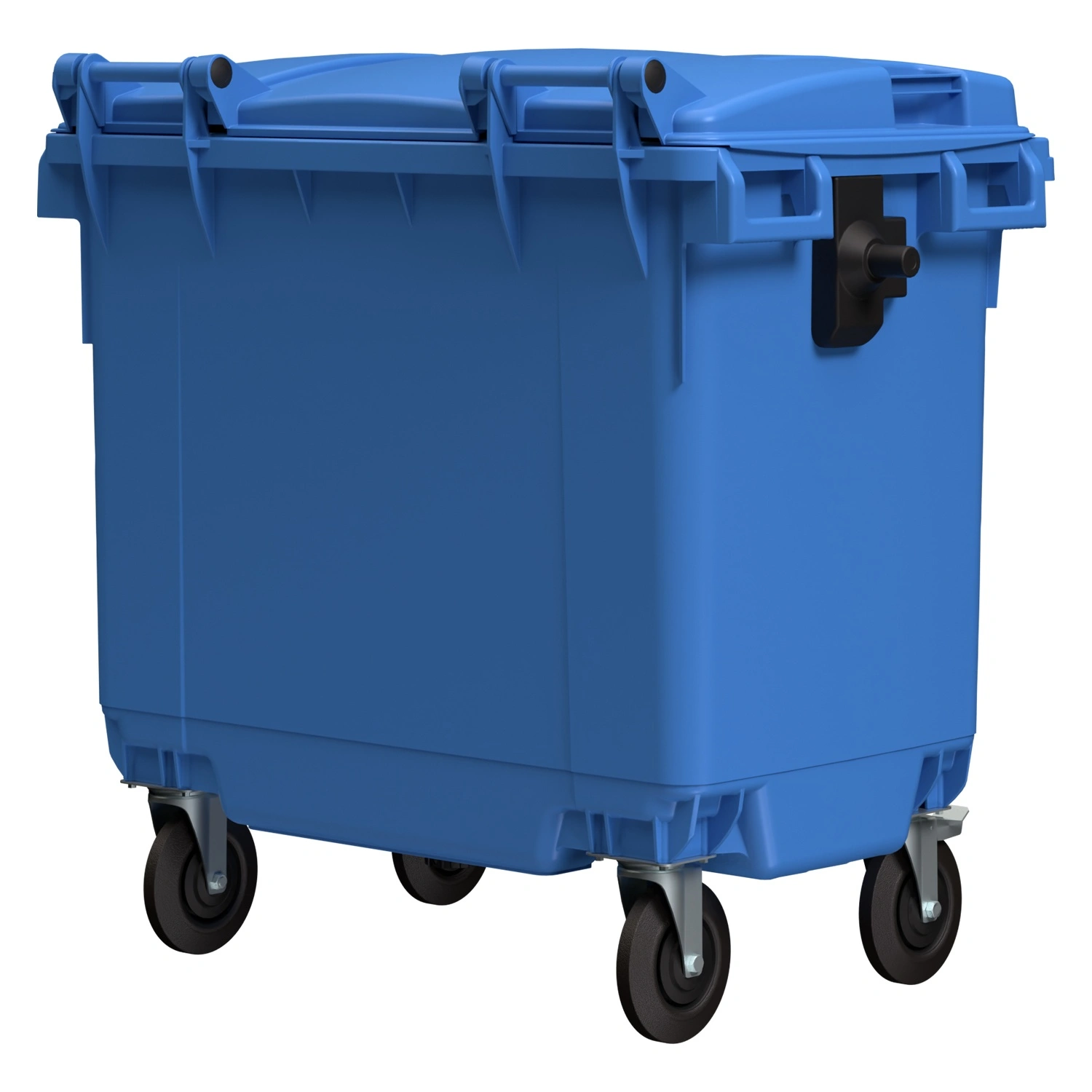 Мусорный контейнер 660 л iPlast тёмно-голубой 4-колёсный с тёмно-голубой крышкой Мусорный контейнер 660 л iPlast тёмно-голубой 4-колёсный с тёмно-голубой крышкой