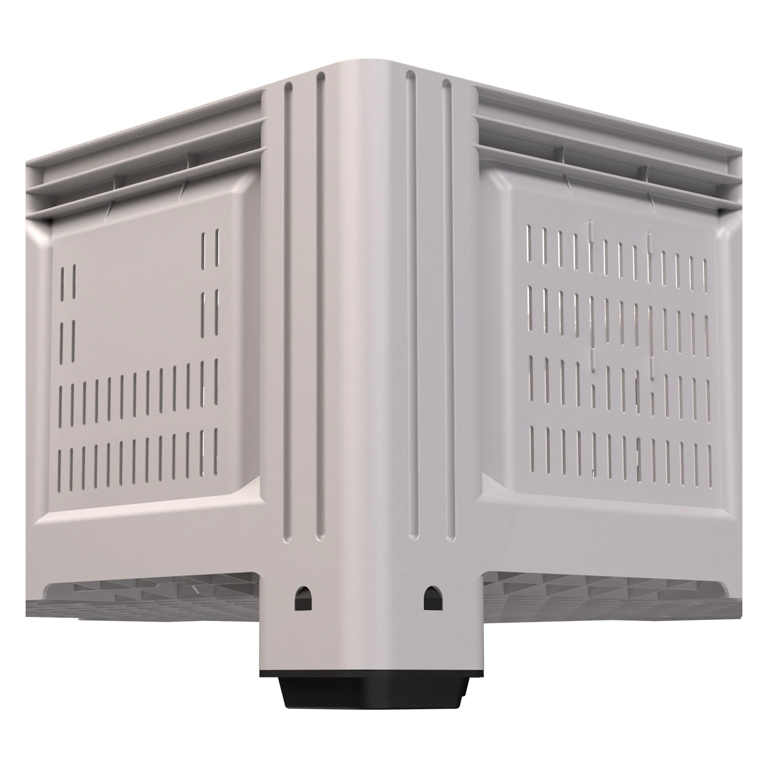Большой контейнер 1130x1130x580 мм iPlast iBOX светло-серый c перфорированными стенками и дном, на ножках