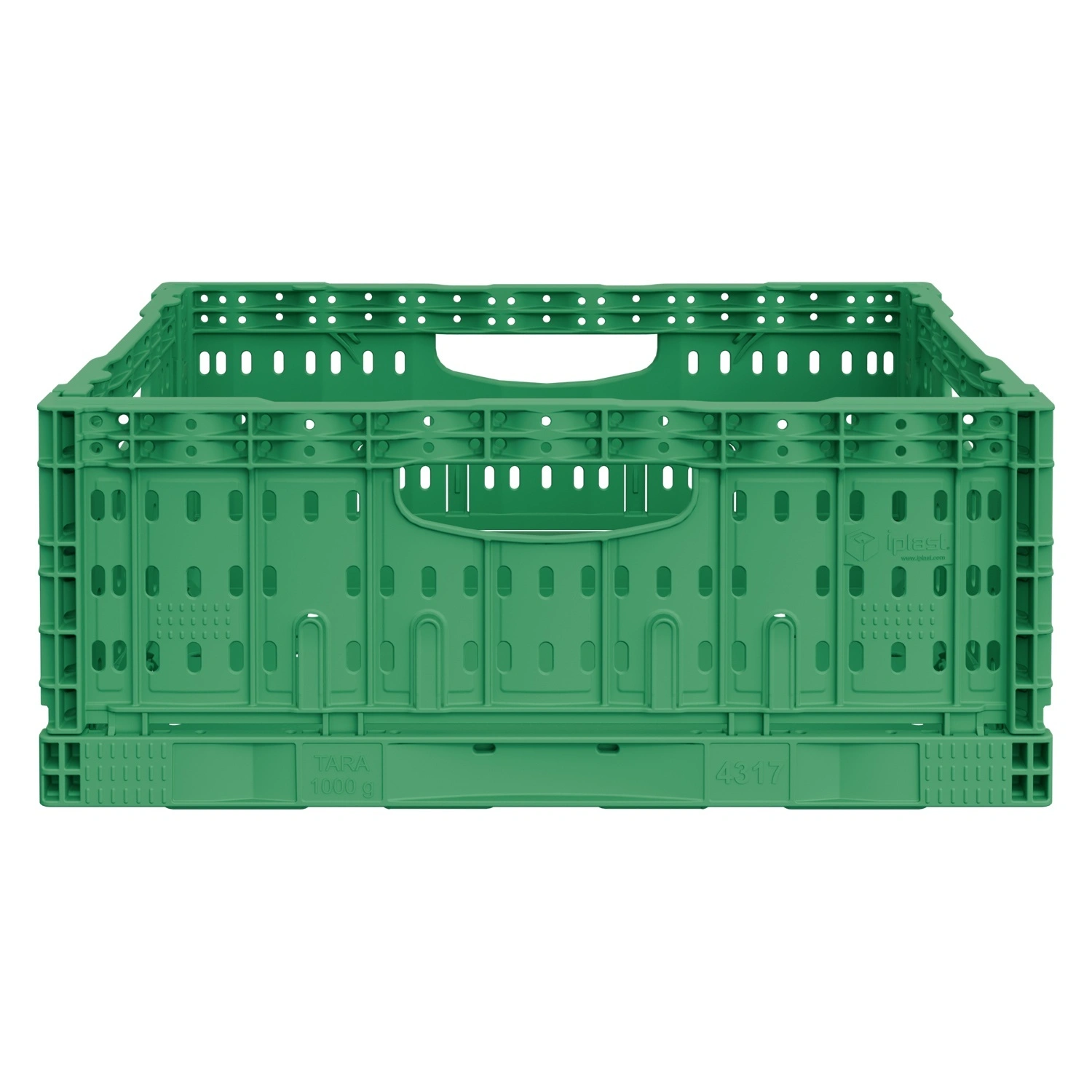 Складной ящик FC-4317 400х300х170 мм iPlast зелёный перфорированный