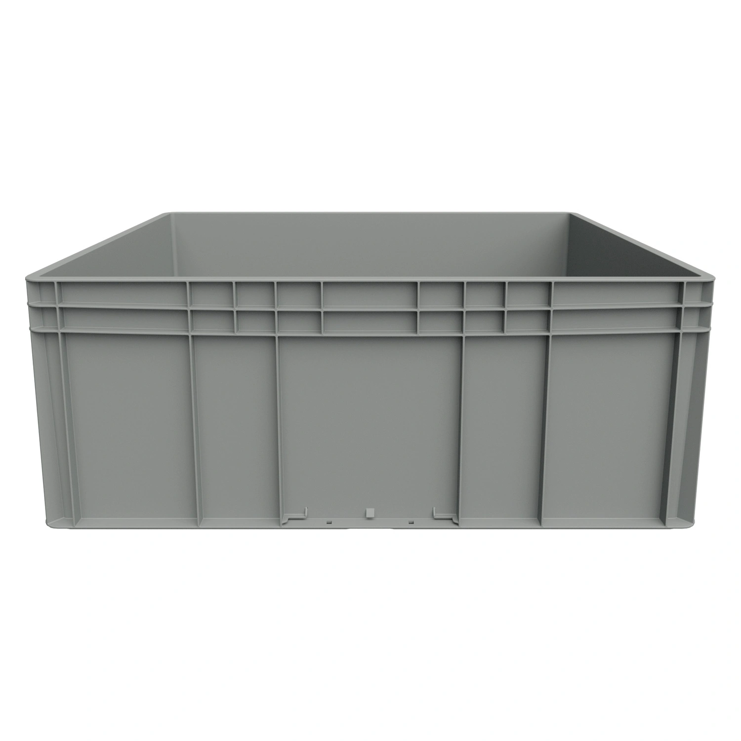 Евроконтейнер ЕС-8632.4 800х600х320 мм iPlast светло-серый с усиленным дном, закрытыми ручками