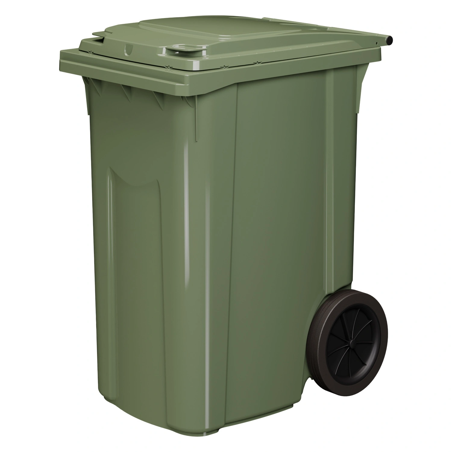 Мусорный контейнер 360 л iPlast зелёный 2-х колёсный (д. 300 мм) с зелёной крышкой