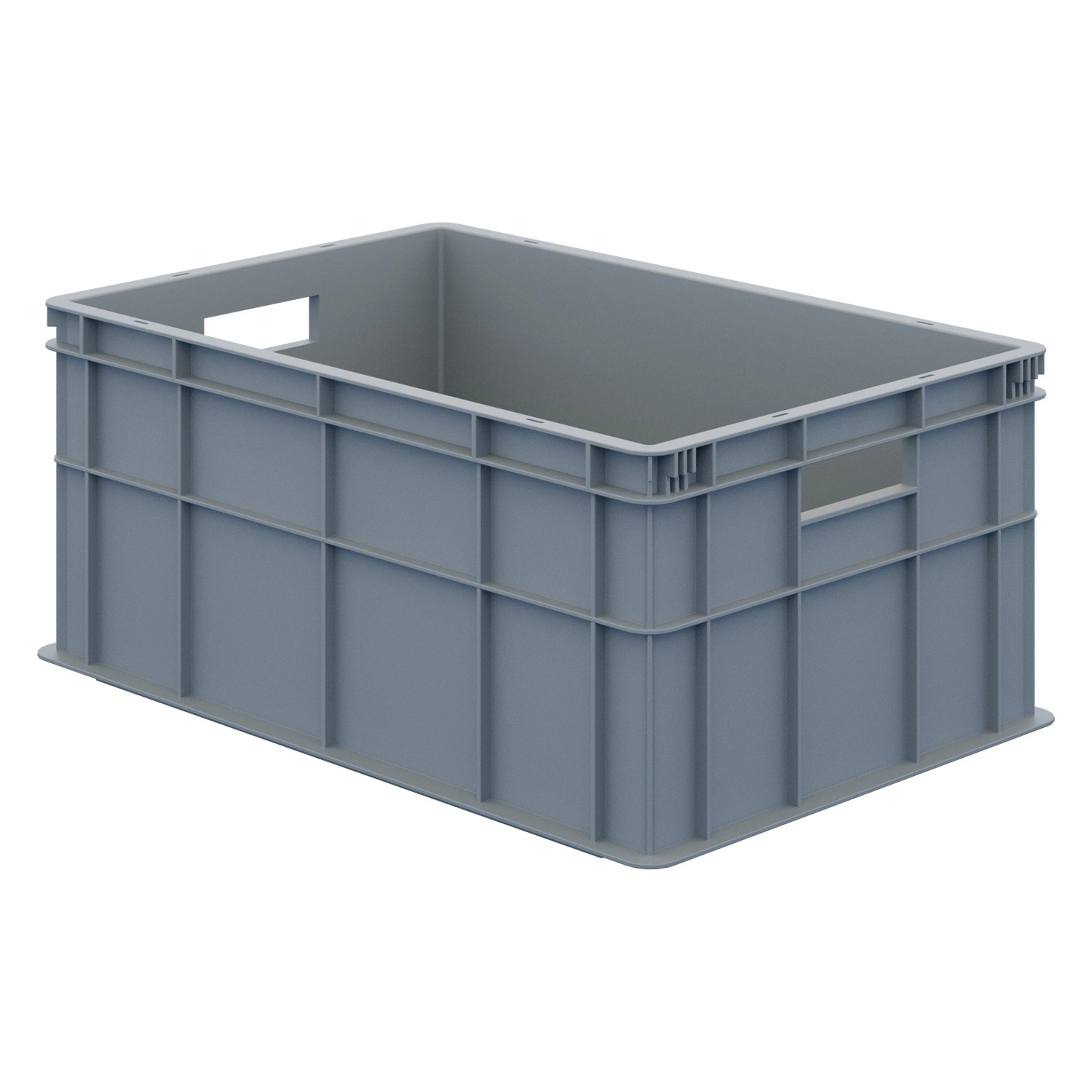 Пищевой ящик универсальный 600х400х259 мм iPlast светло-серый ЭКО со сплошными стенками и дном