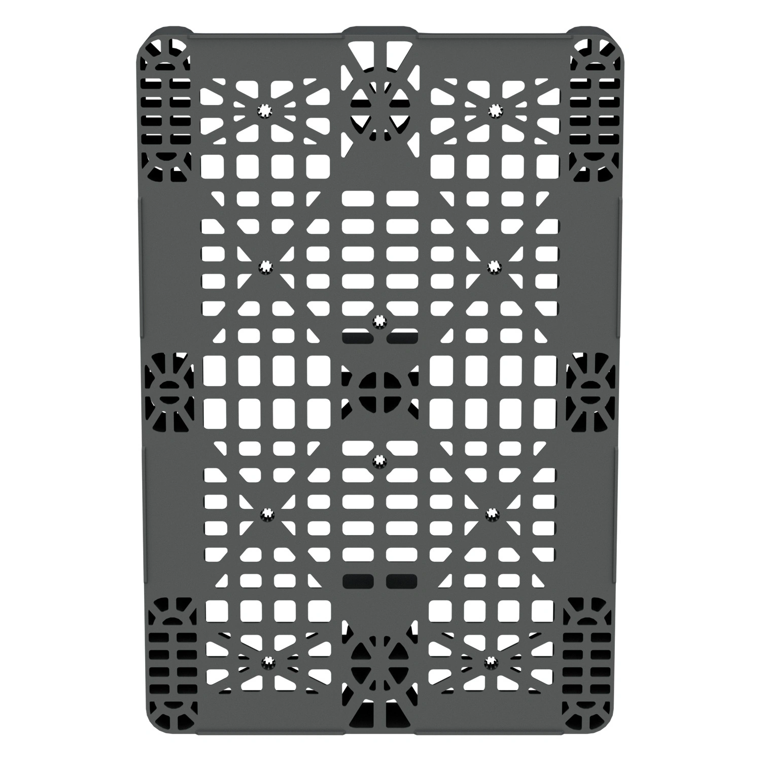 Пластиковый паллет 1200x800x150 мм iPlast серый перфорированный на 2 полозьях с бортиком