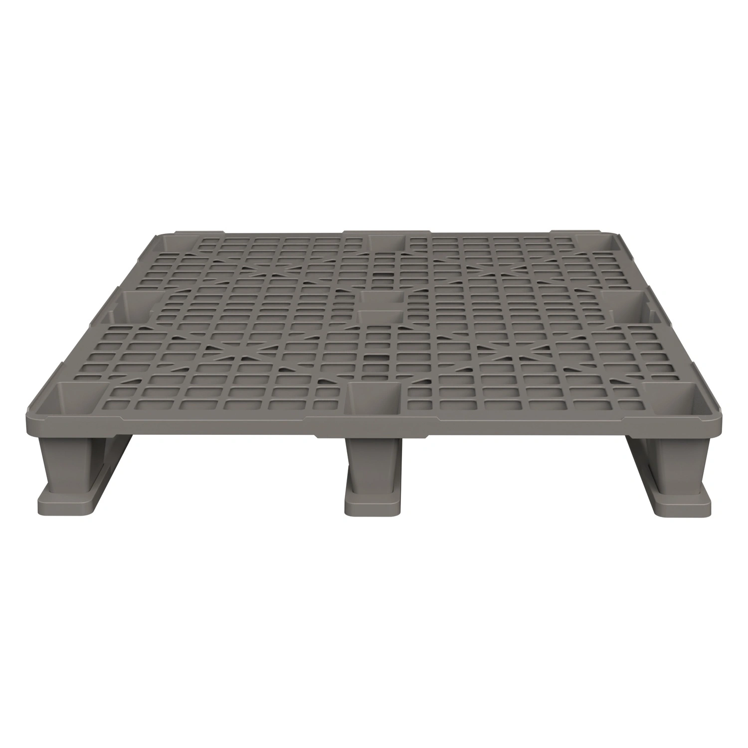 Пластиковый паллет 1200x1000x145 мм iPlast серый перфорированный на 3 полозьях с бортиком Пластиковый паллет 1200x1000x145 мм iPlast серый перфорированный на 3 полозьях с бортиком