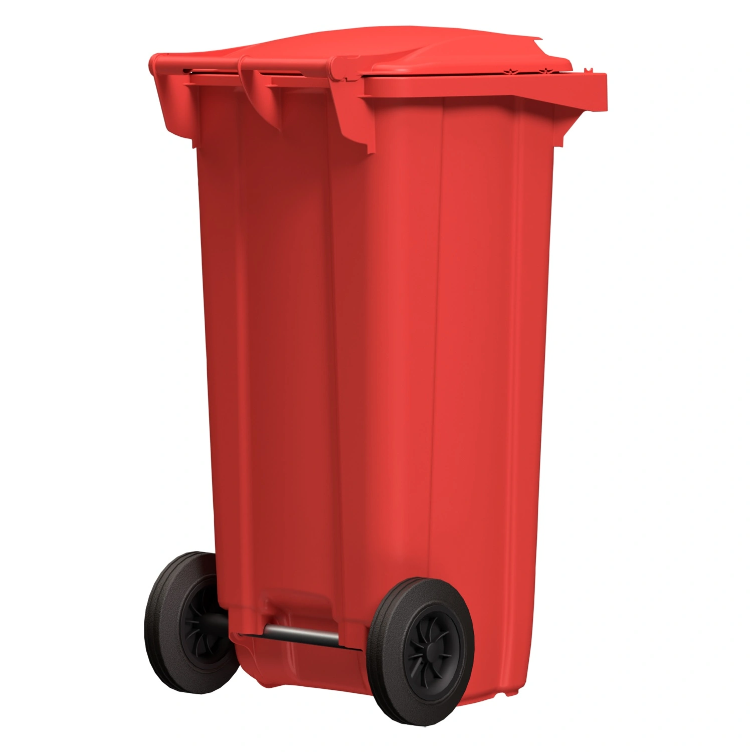 Мусорный контейнер 120 л iPlast красный 2-колёсный (д. 200 мм) с красной крышкой NEW (20.805)