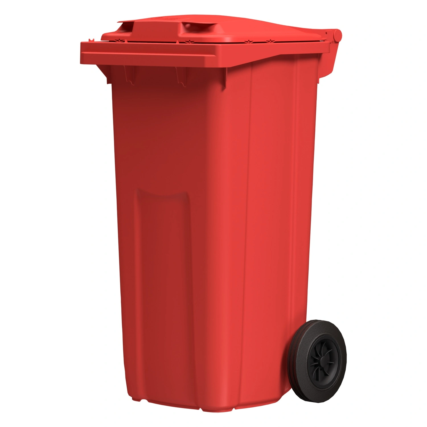 Мусорный контейнер 120 л iPlast красный 2-колёсный (д. 200 мм) с красной крышкой NEW (20.805)