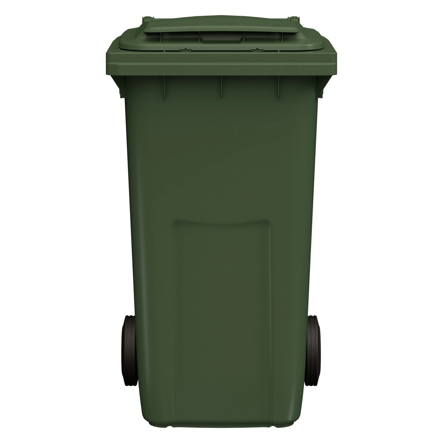 Мусорный контейнер 240 л iPlast зелёный 2-колёсный (д. 200 мм) с зелёной крышкой NEW (20.808)