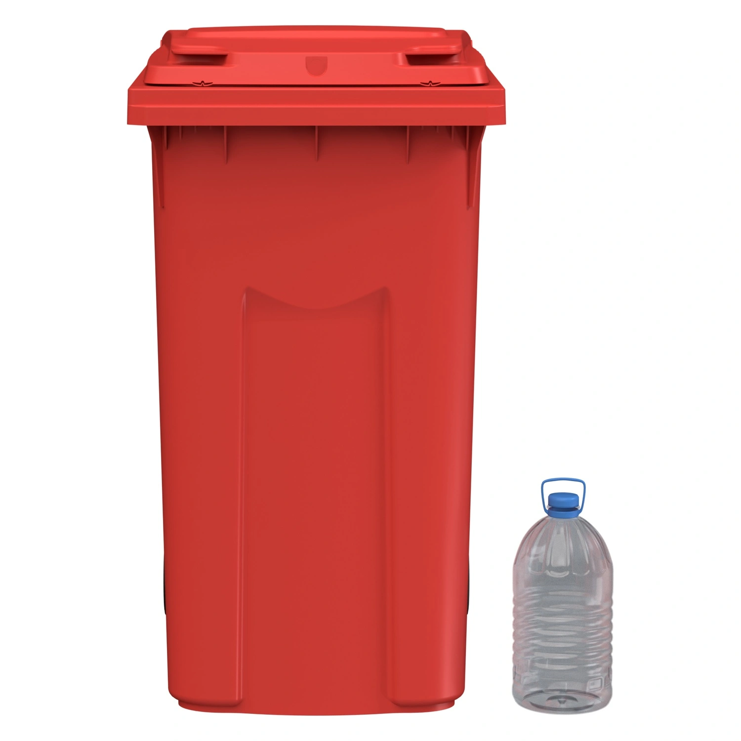 Мусорный контейнер 360 л iPlast красный 2-колёсный (д. 200 мм) с красной крышкой