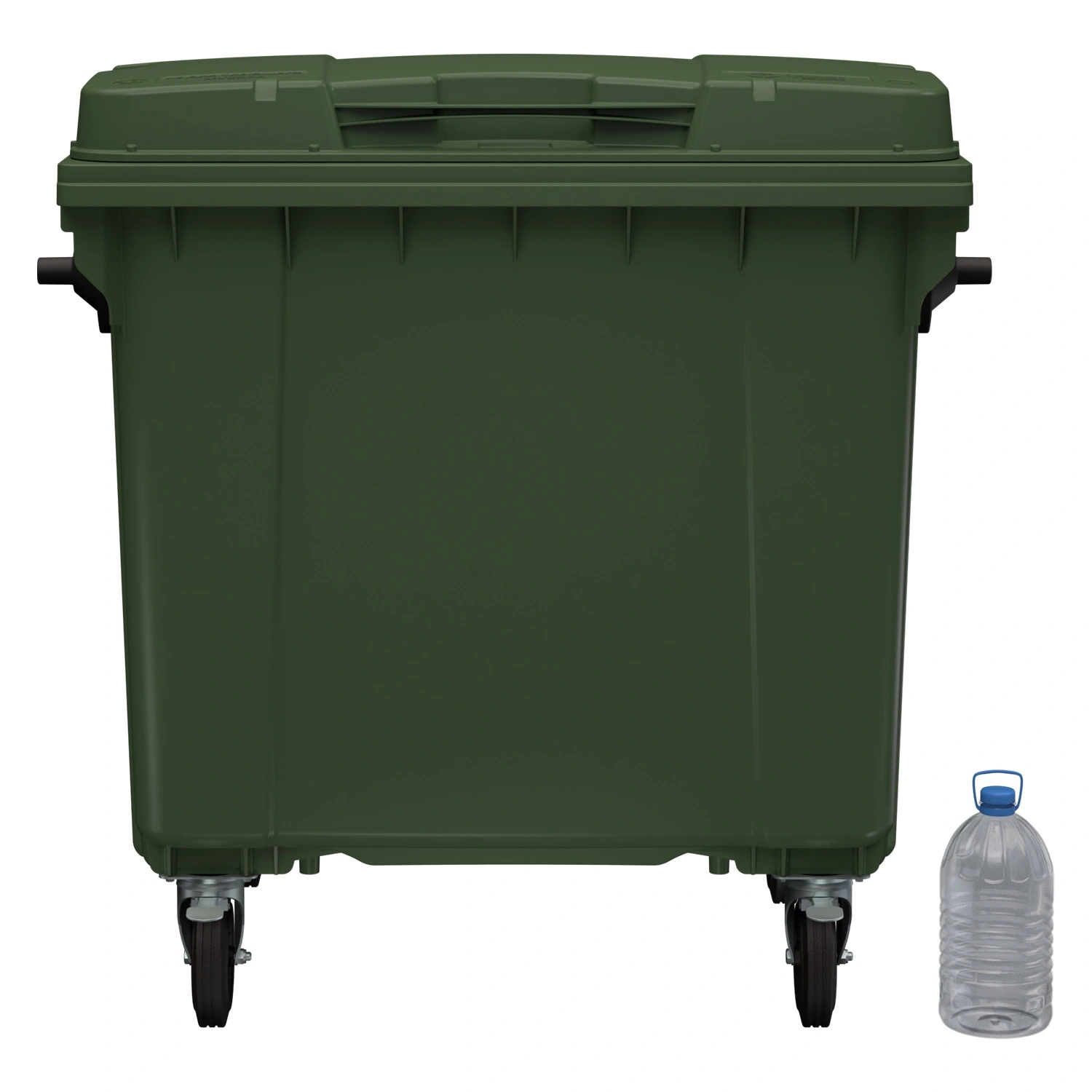 Мусорный контейнер 1100 л iPlast зелёный 4-колёсный с зелёной крышкой N1 (20.807.1)