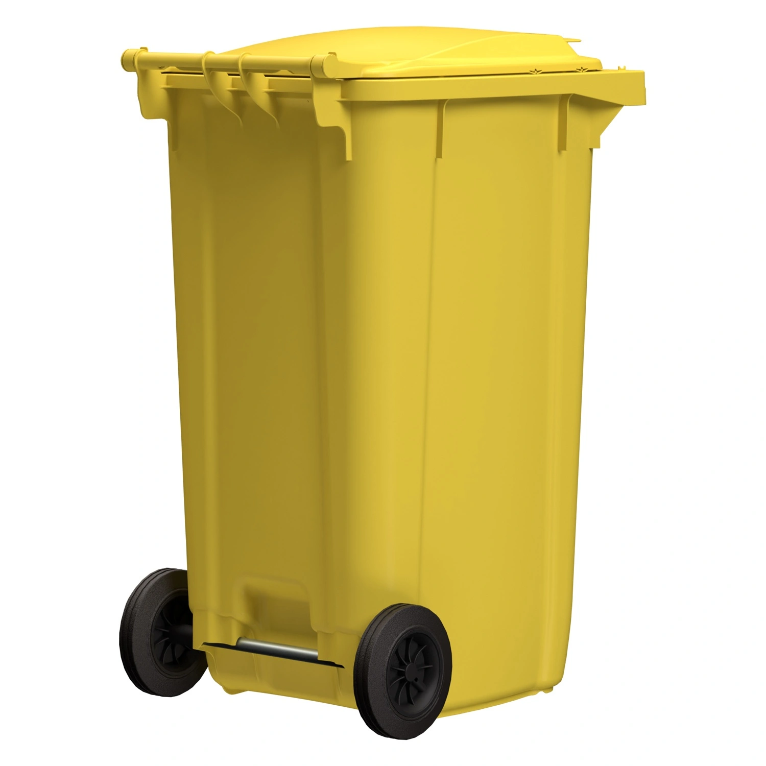 Мусорный контейнер 240 л iPlast жёлтый 2-колёсный (д. 200 мм) с жёлтой крышкой NEW (20.808)