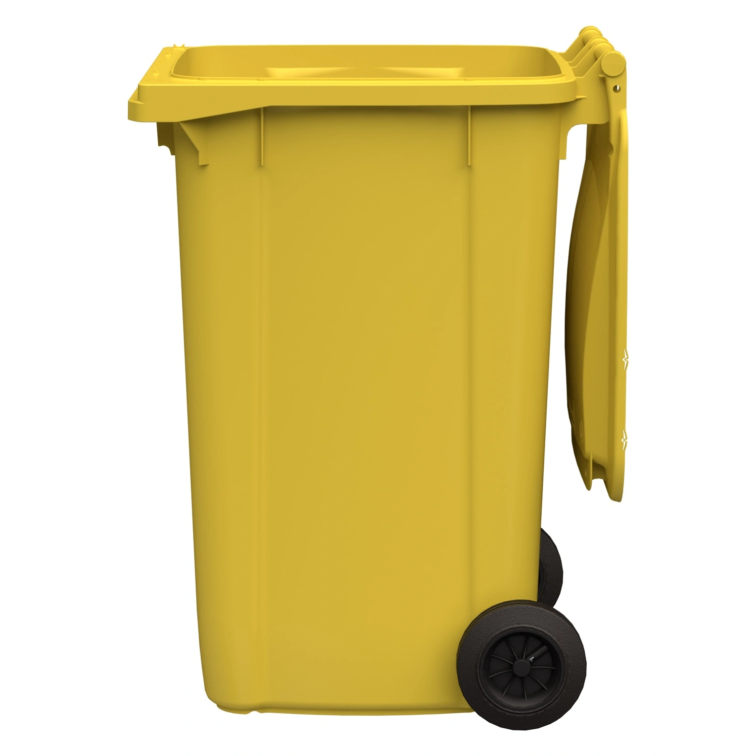 Мусорный контейнер 240 л iPlast жёлтый 2-колёсный (д. 200 мм) с жёлтой крышкой NEW (20.808)