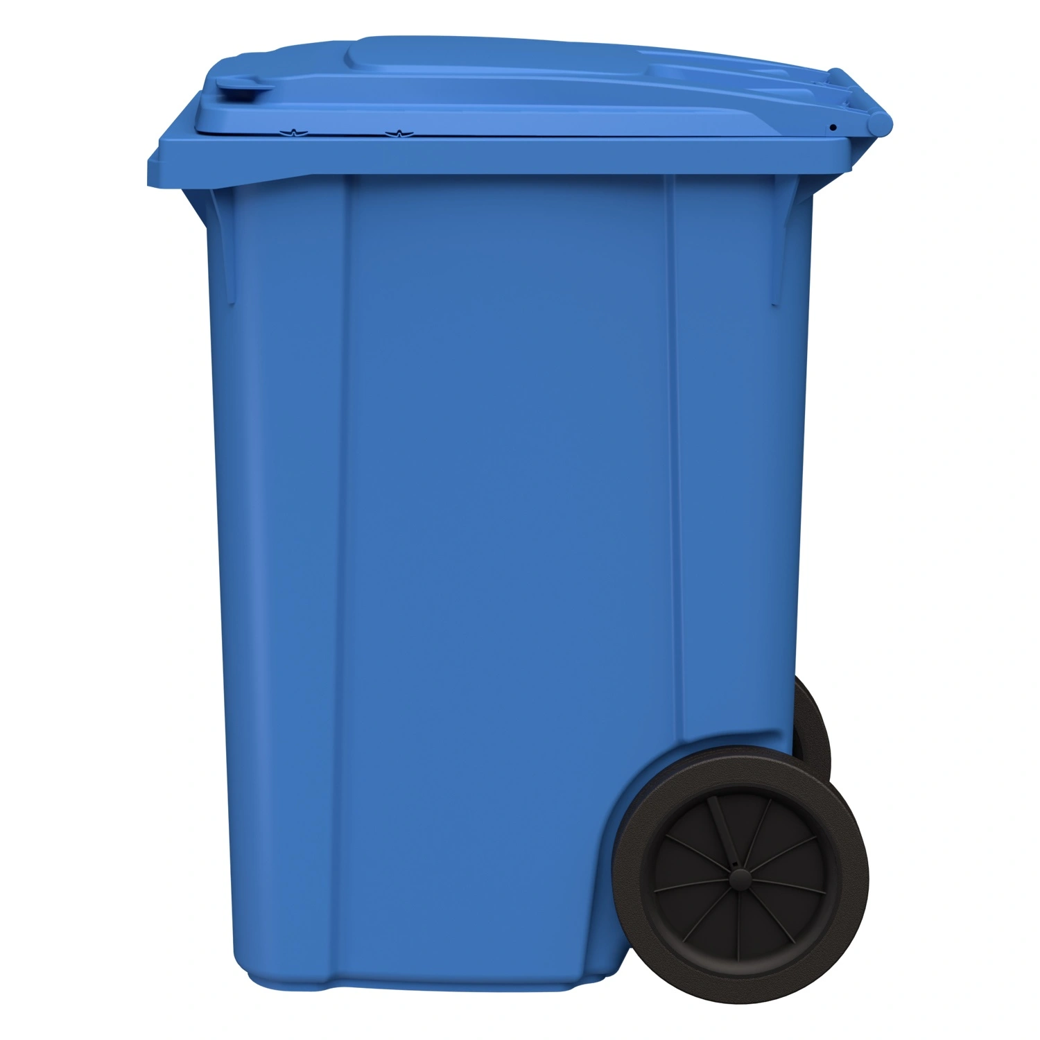 Мусорный контейнер 360 л iPlast тёмно-голубой 2-колёсный (д. 300 мм) с тёмно-голубой крышкой