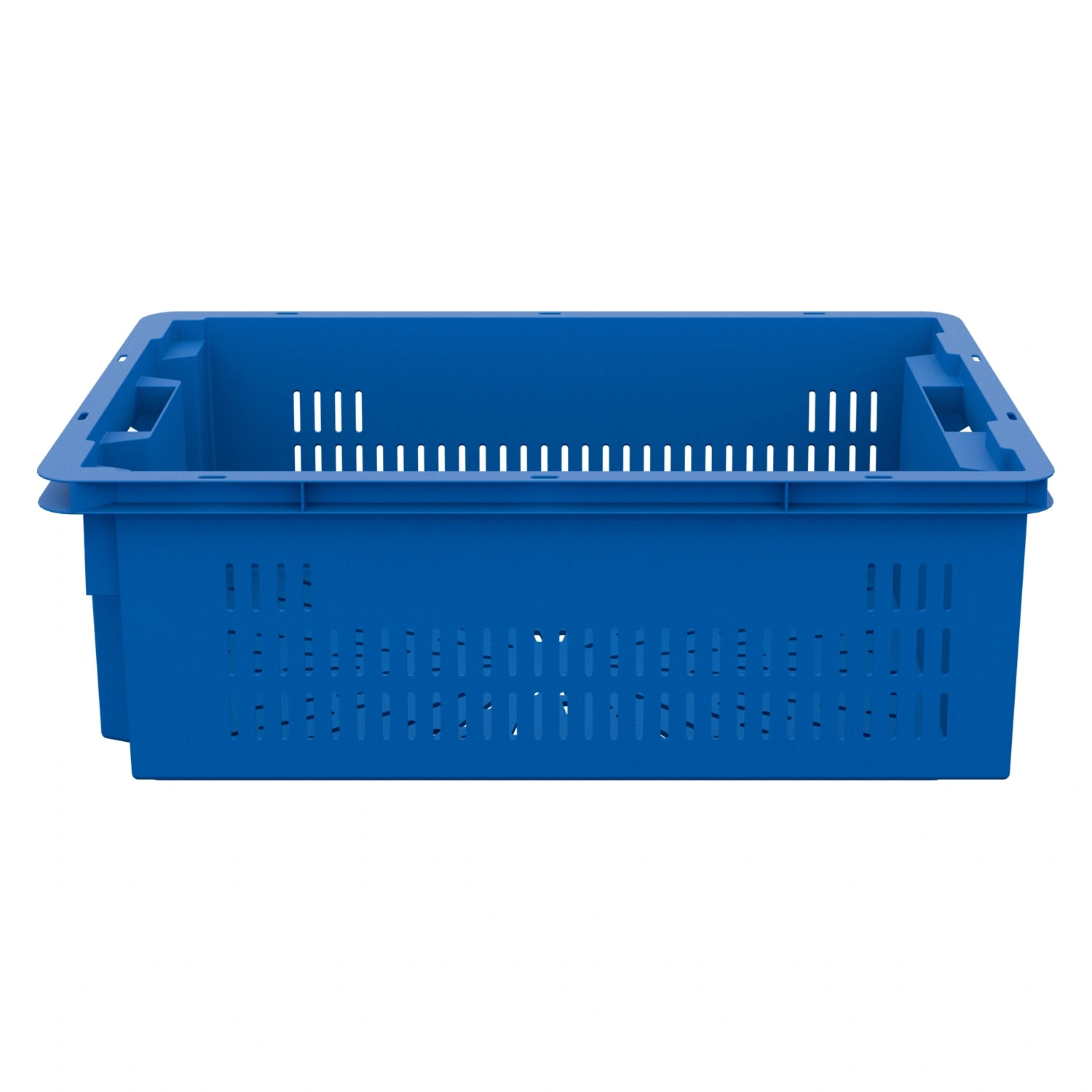 Пищевой ящик универсальный 600х400х200 мм iPlast синий ЭКО поворотно-вкладываемый с перфорированными стенками и дном