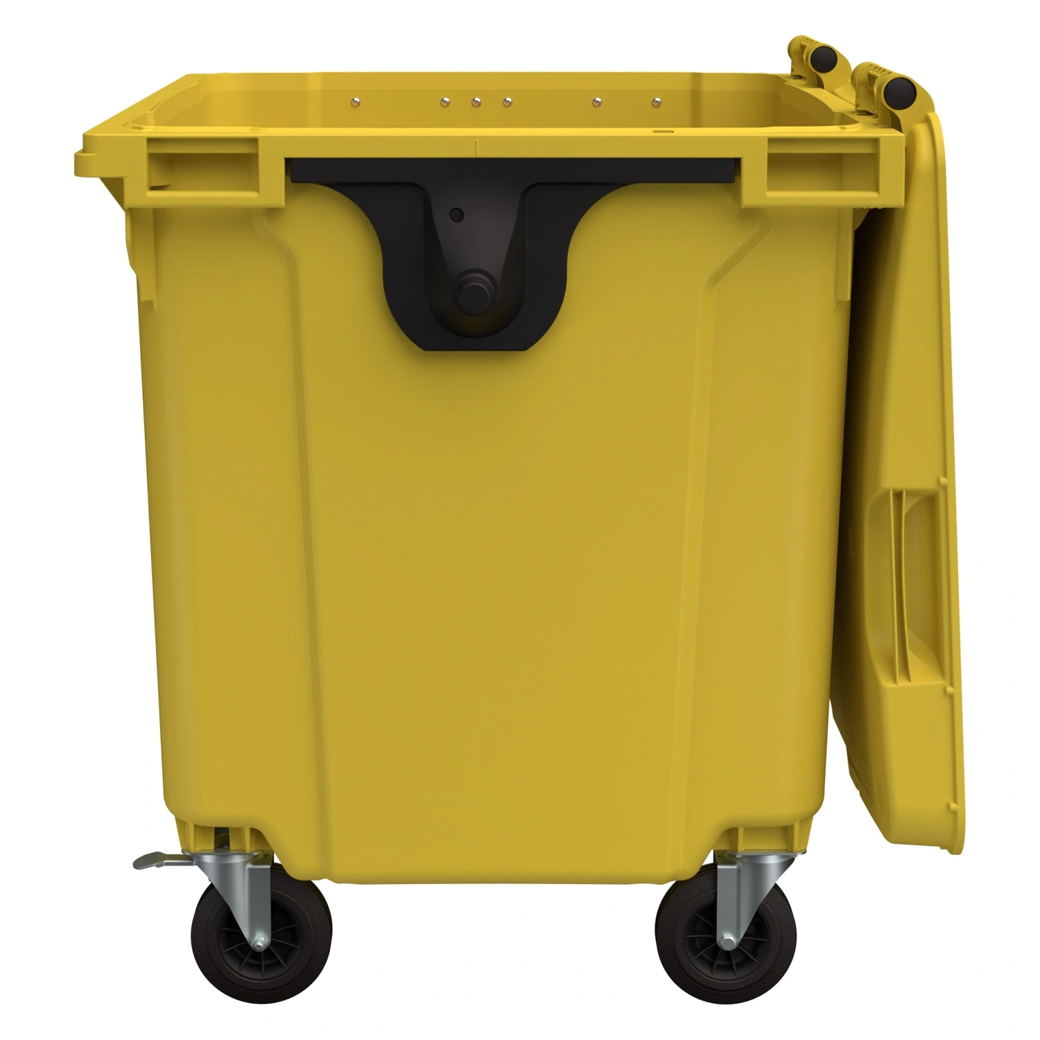 Мусорный контейнер 1100 л iPlast жёлтый 4-колёсный с жёлтой крышкой N1 (20.807.1)