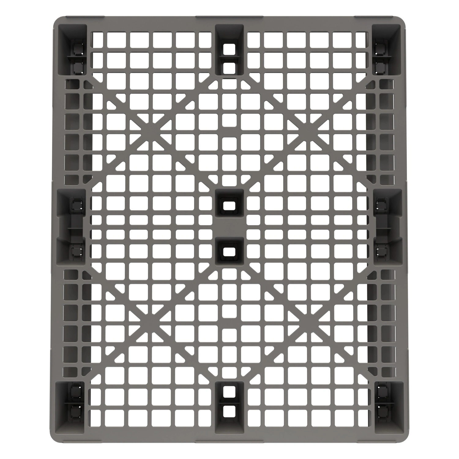 Пластиковый паллет 1200x1000x145 мм iPlast серый перфорированный на 2 полозьях с бортиком