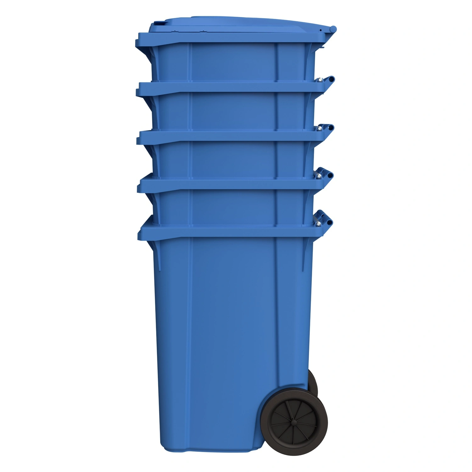 Мусорный контейнер 360 л iPlast тёмно-голубой 2-колёсный (д. 300 мм) с тёмно-голубой крышкой